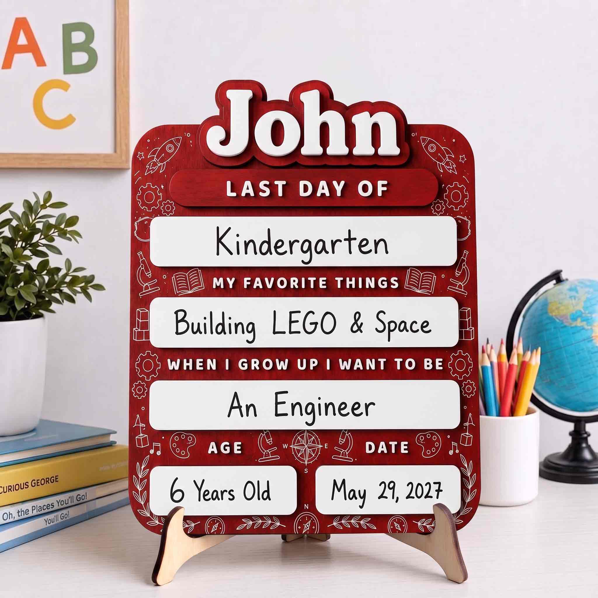 Personalized STEM Explorer First & Last Day School Board, Reusable Dry Erase Board, Back to School Sign