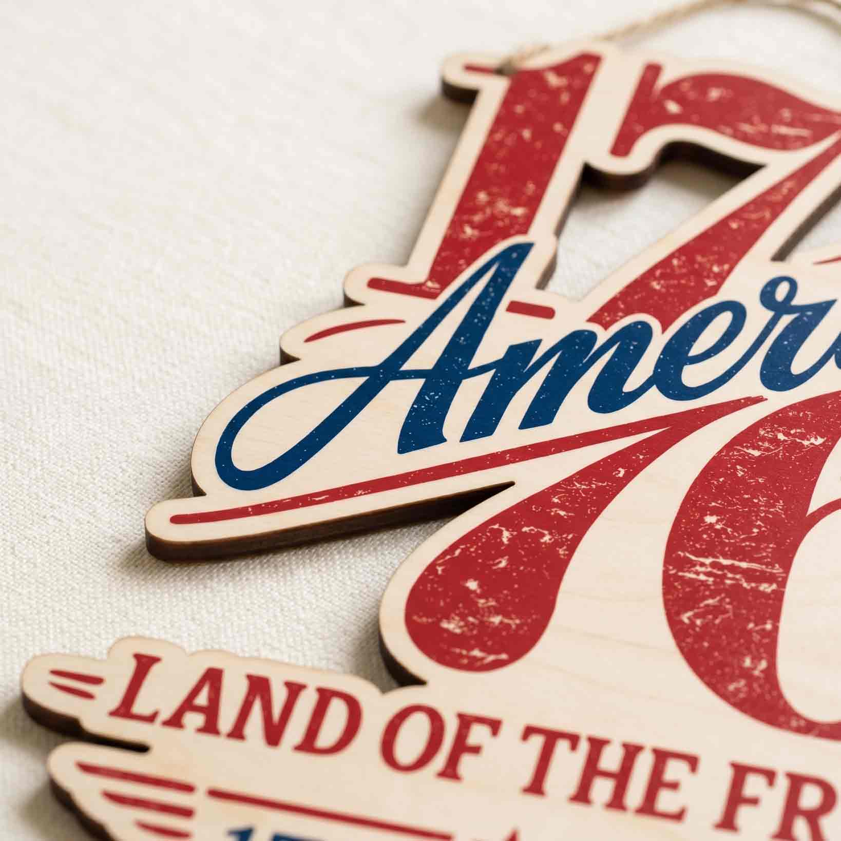 America 76 Wooden Sign Land Of The Free Patriotic Decor 1776 2026