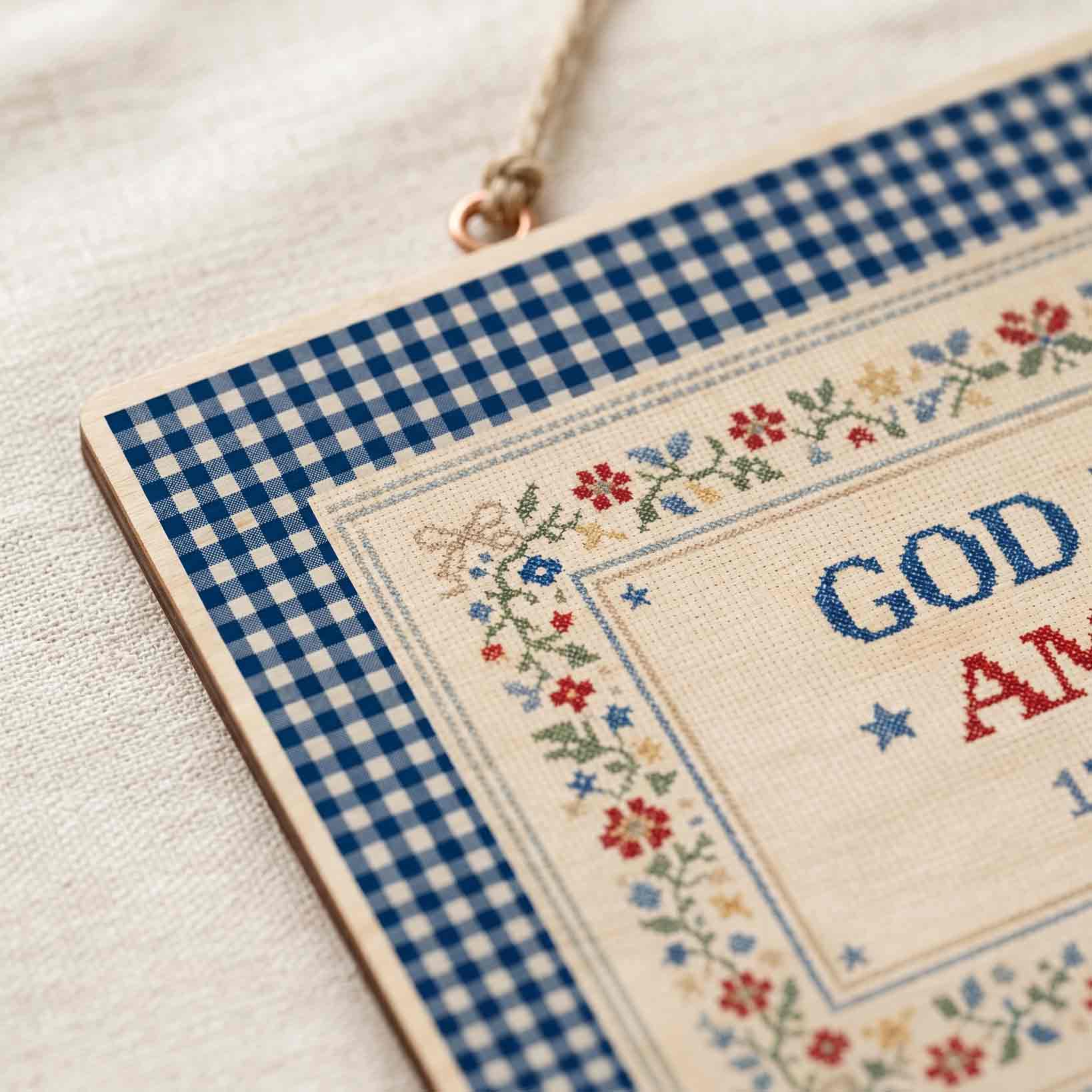 God Bless America Farmhouse Wooden Sign