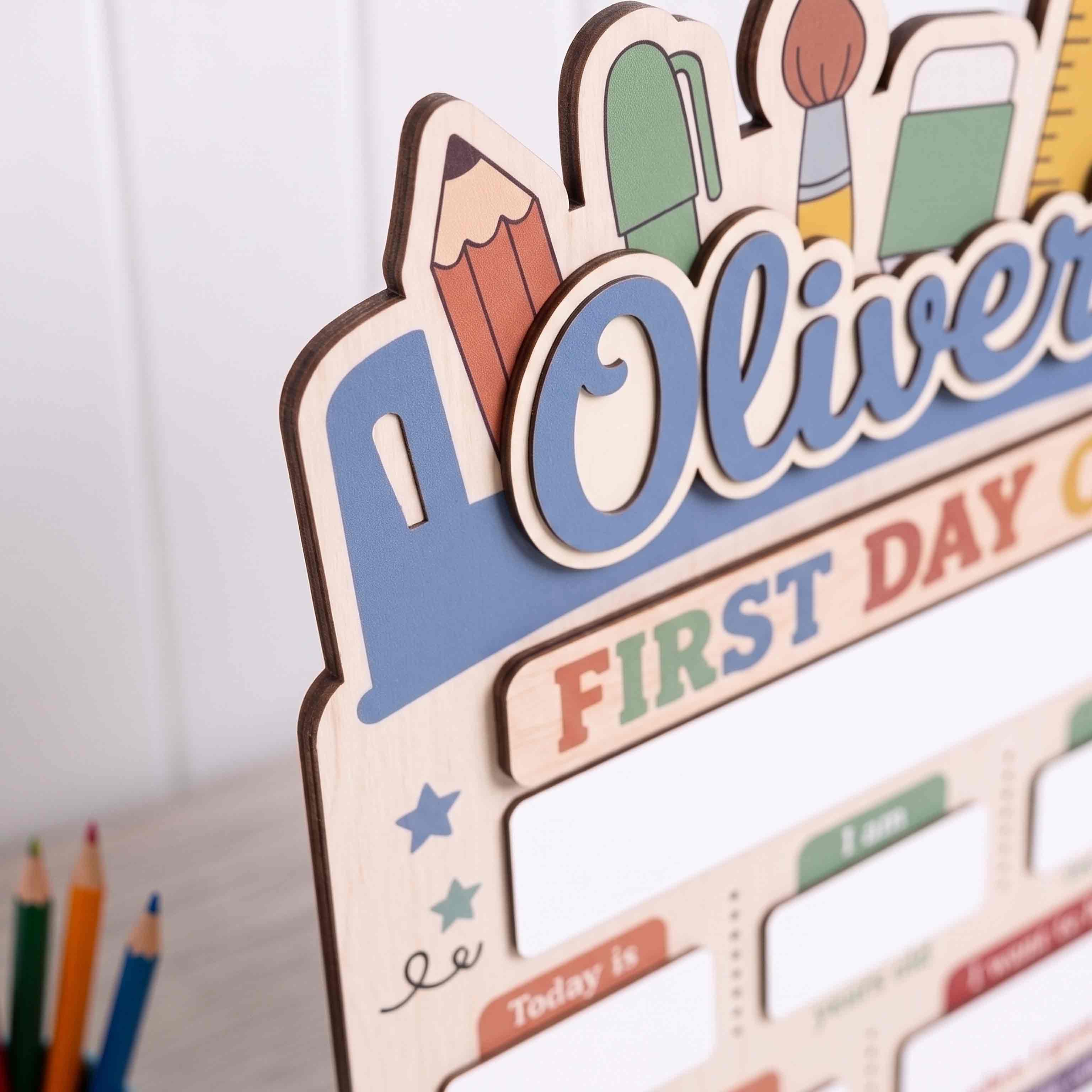 Personalized School Supplies First Day School Board, Custom Name School Sign