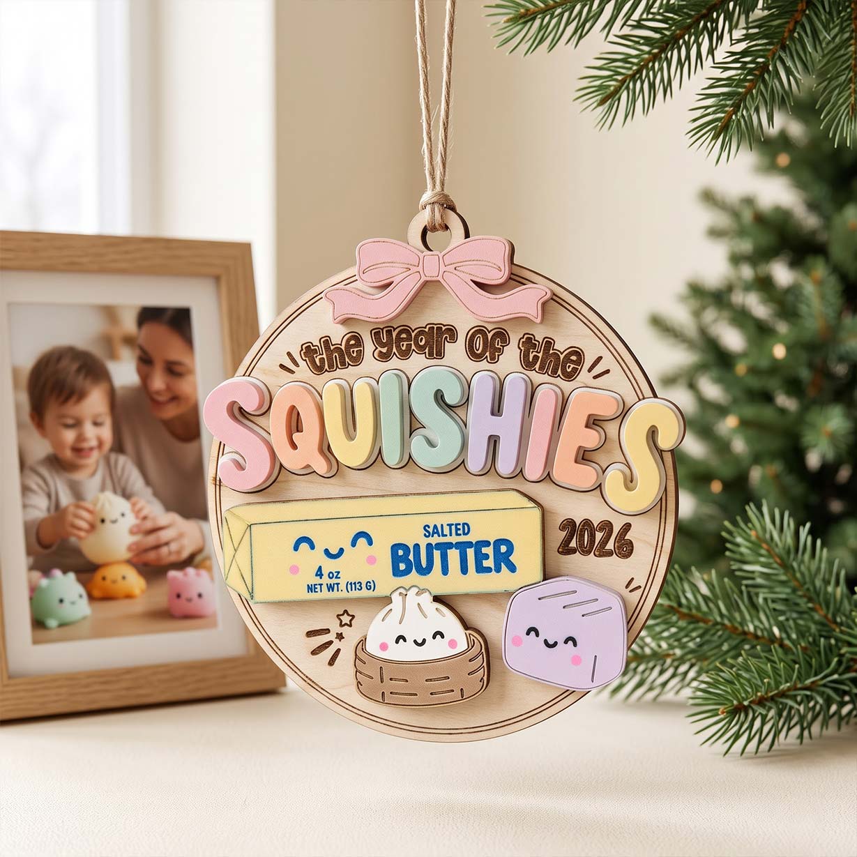 The Year of Squishies 2026 2-Layer Wooden Christmas Ornament Squishy Collector Keepsake Gift