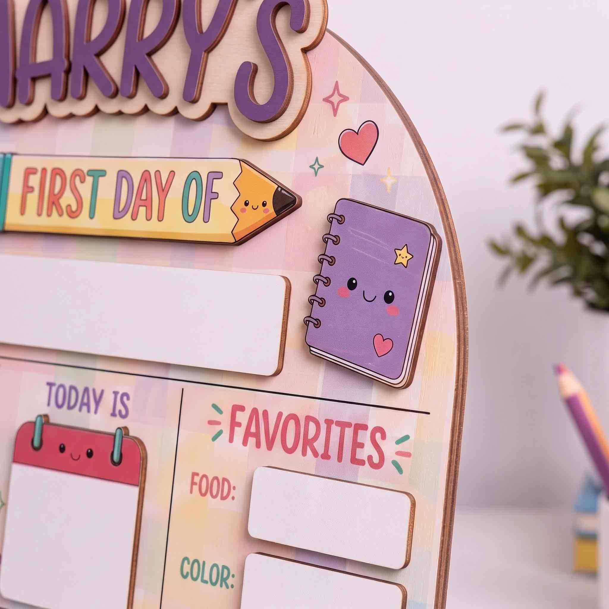 Personalized Kawaii Classroom Theme First & Last Day School Sign, Reusable Dry Erase Board, Back to School Sign