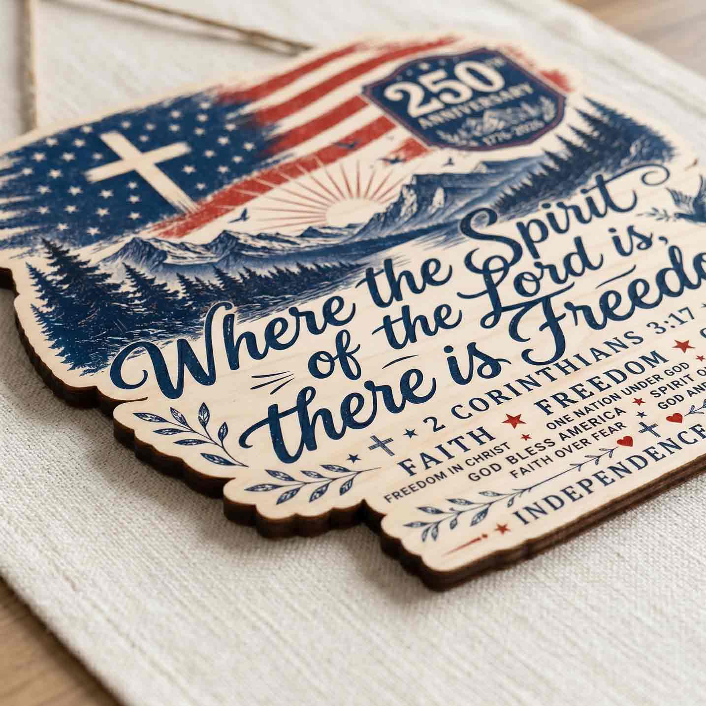 Where the Spirit of the Lord is There is Freedom 250th Anniversary Wooden Sign