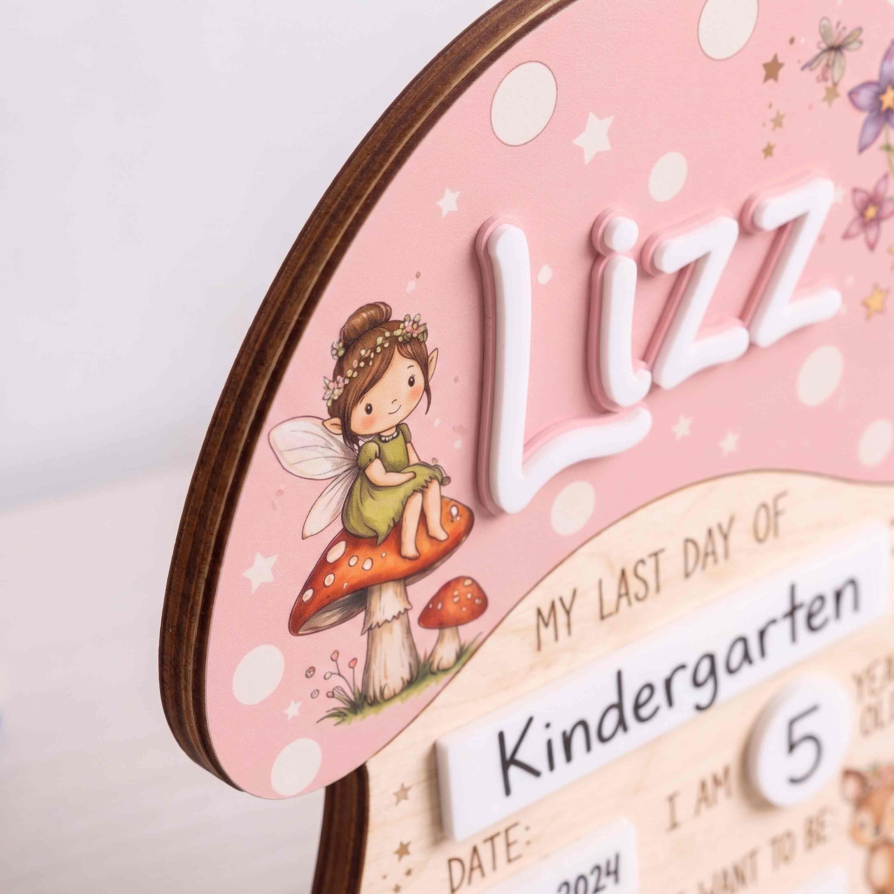 Personalized Fairy Mushroom First Day School Board, Reusable Dry Erase Board, Back to School Sign