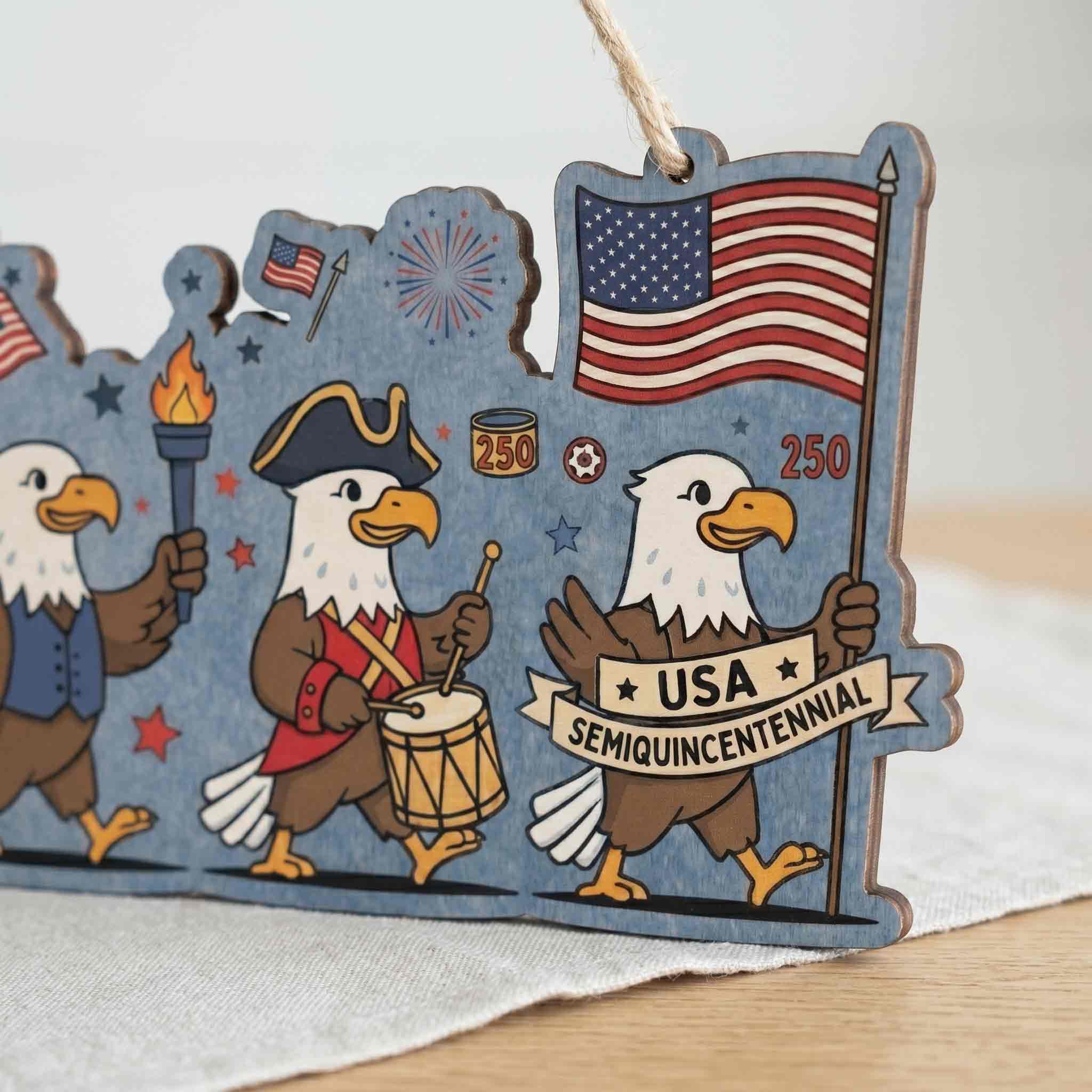 America 250th Anniversary Eagle We the People Wooden Sign