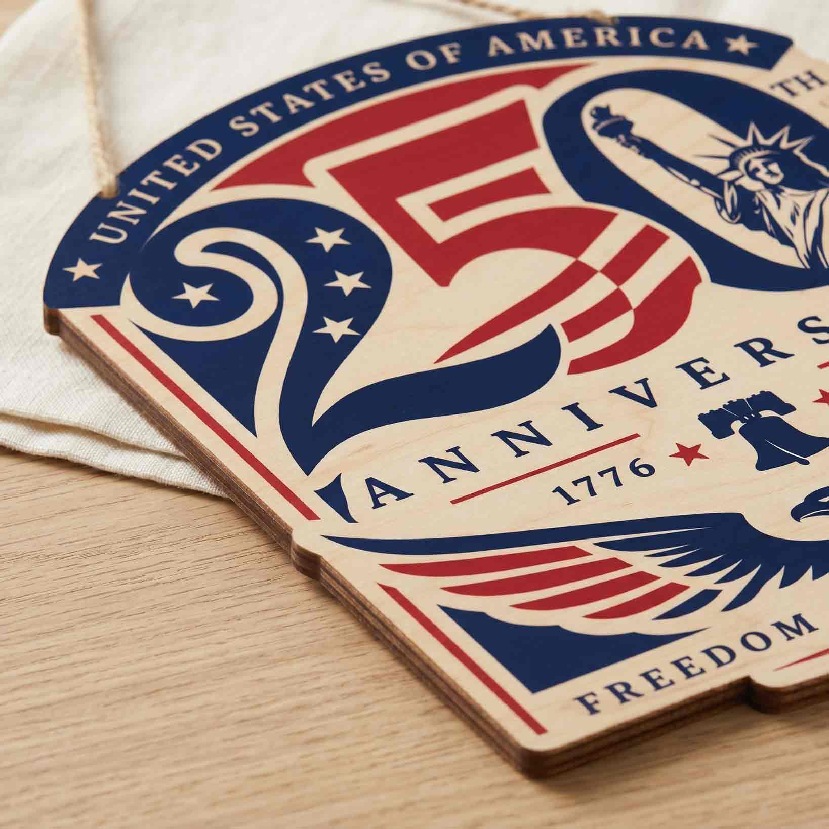 America 250th Anniversary Freedom Liberty Unity Patriotic Eagle Decor Wooden Sign