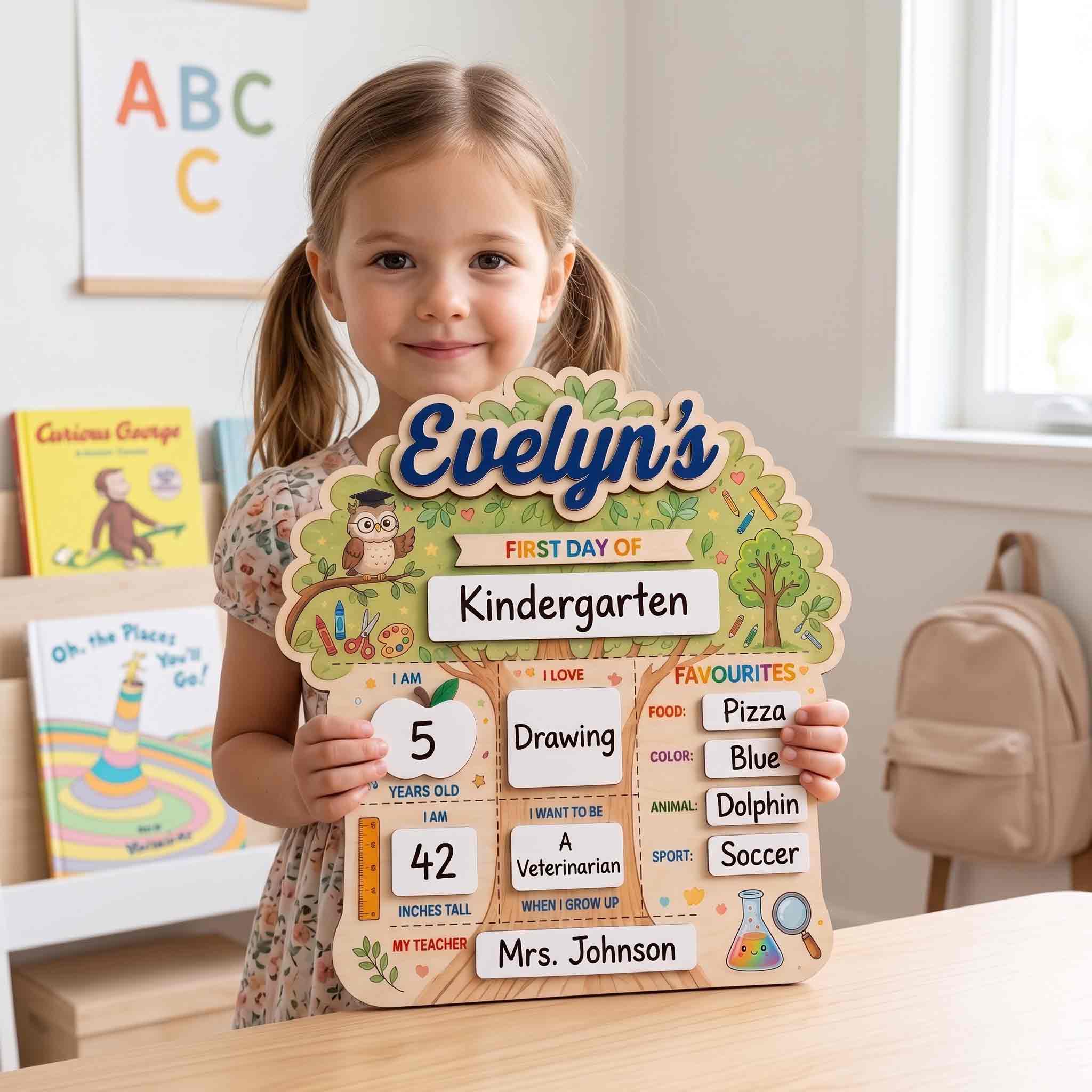 Personalized Classroom Tree First & Last Day School Board, Reusable Dry Erase Board, Back to School Sign