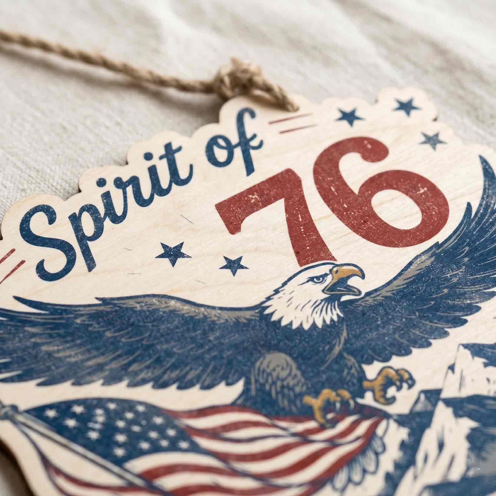 Spirit of 76 Wooden Sign America 250 Years Patriotic Decor