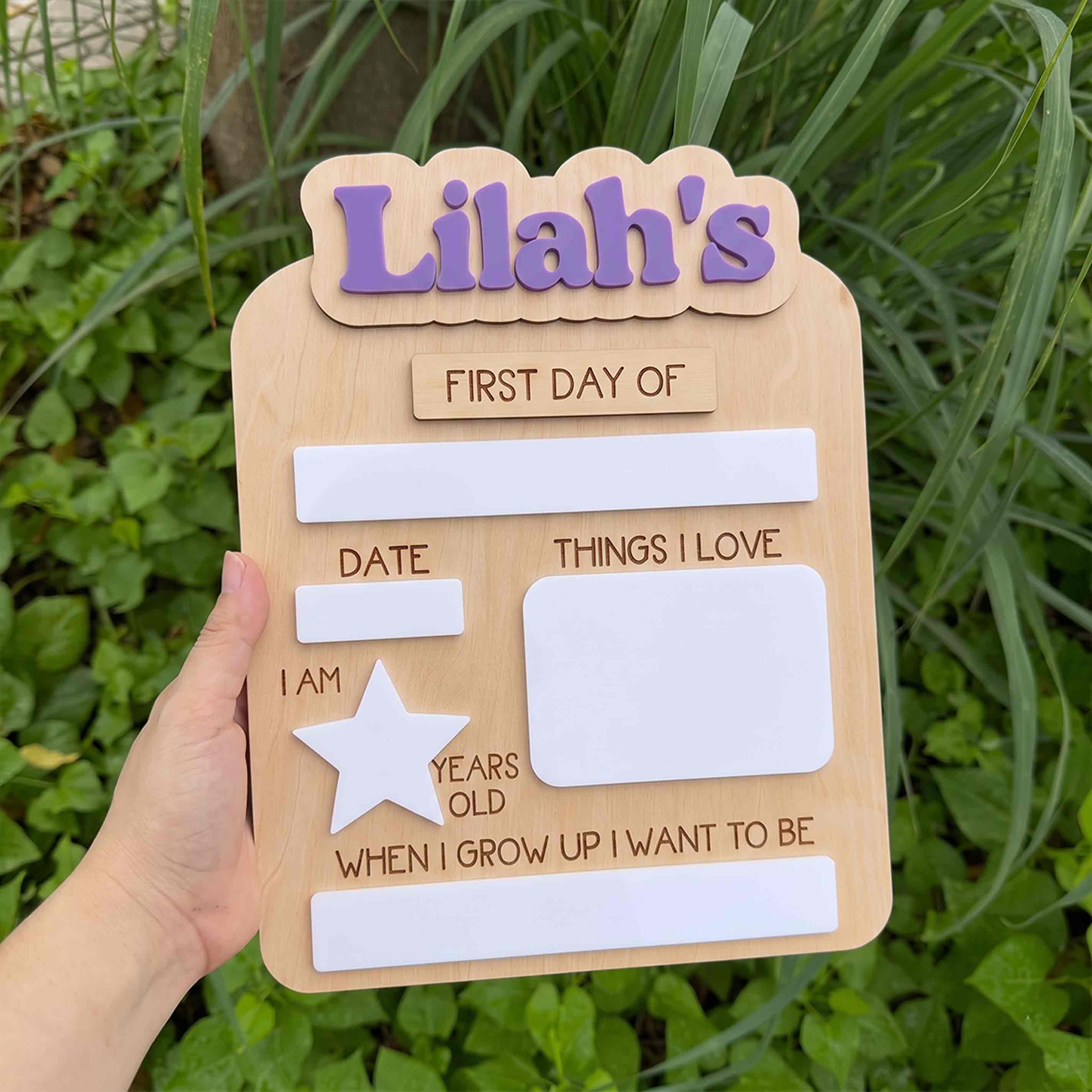Personalized Modern Minimal Style First & Last Day School Sign, Reusable Dry Erase Board, Back to School Sign