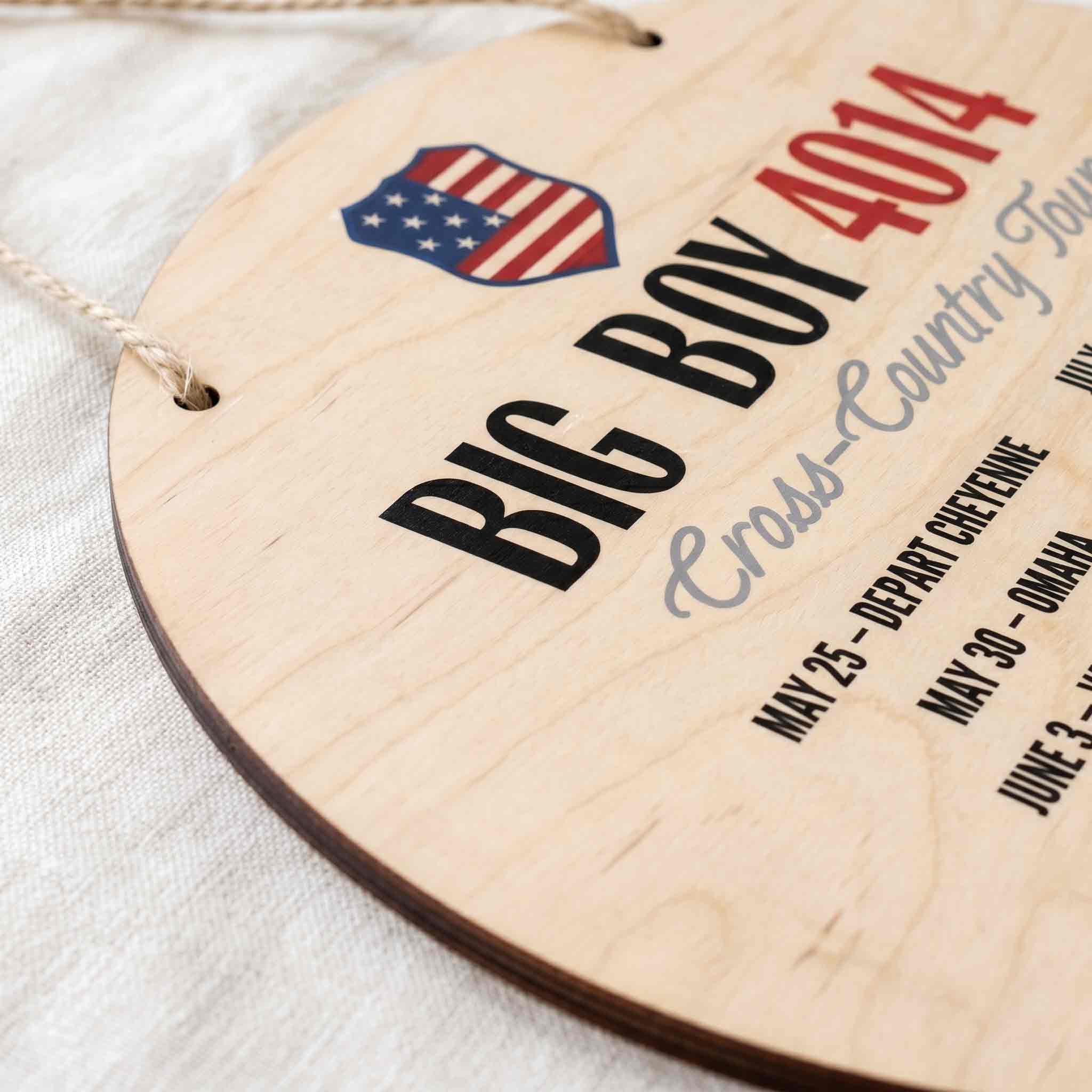 Big Boy Cross Country Tour Train Wooden Sign