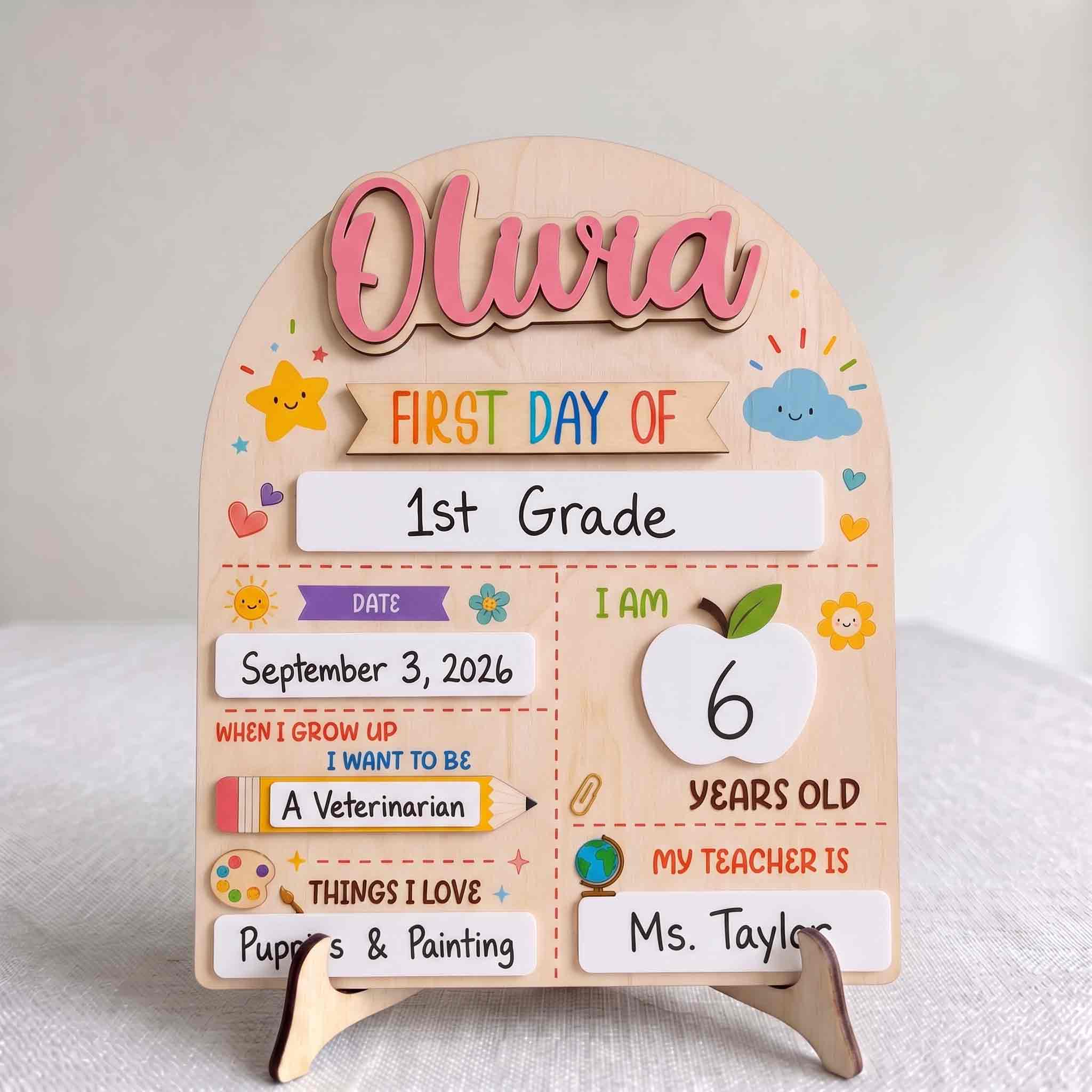Personalized Happy Classroom First & Last Day School Board, Reusable Dry Erase Board, Back to School Sign