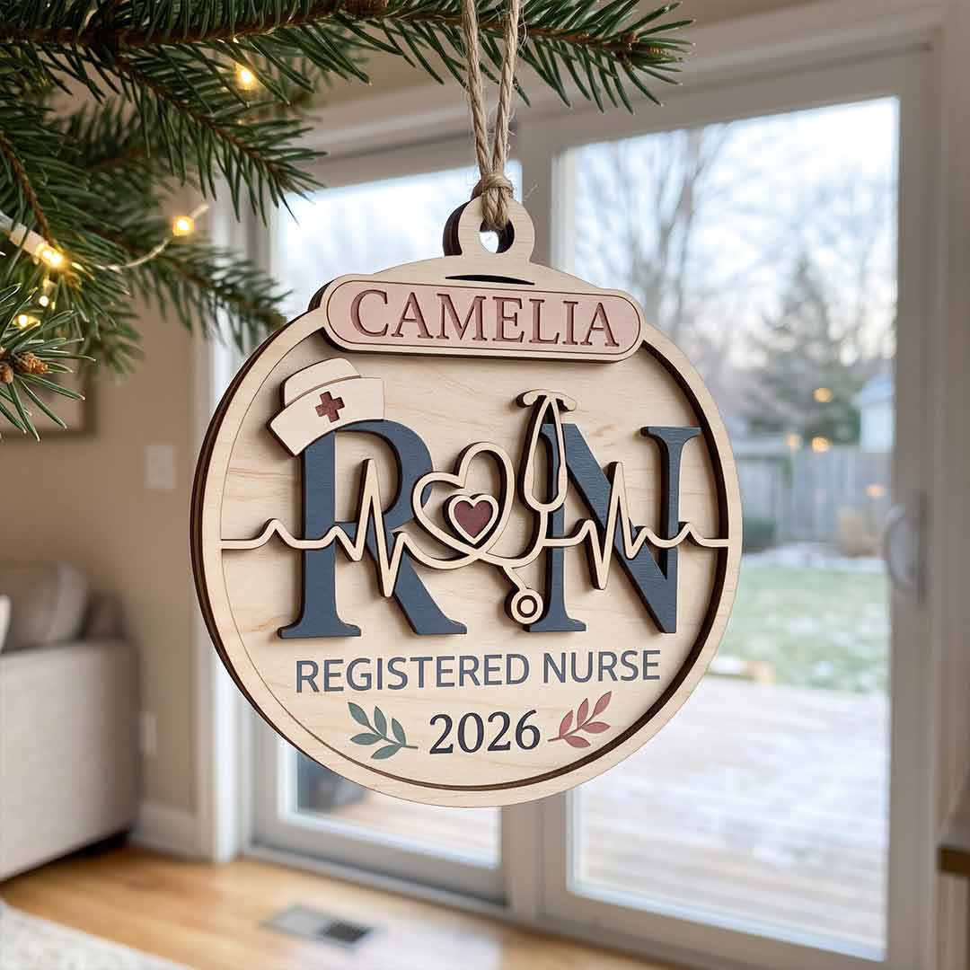 Nurse Graduation Personalized Nurse Custom Name Date Nurse Appreciation Wooden Christmas Ornament