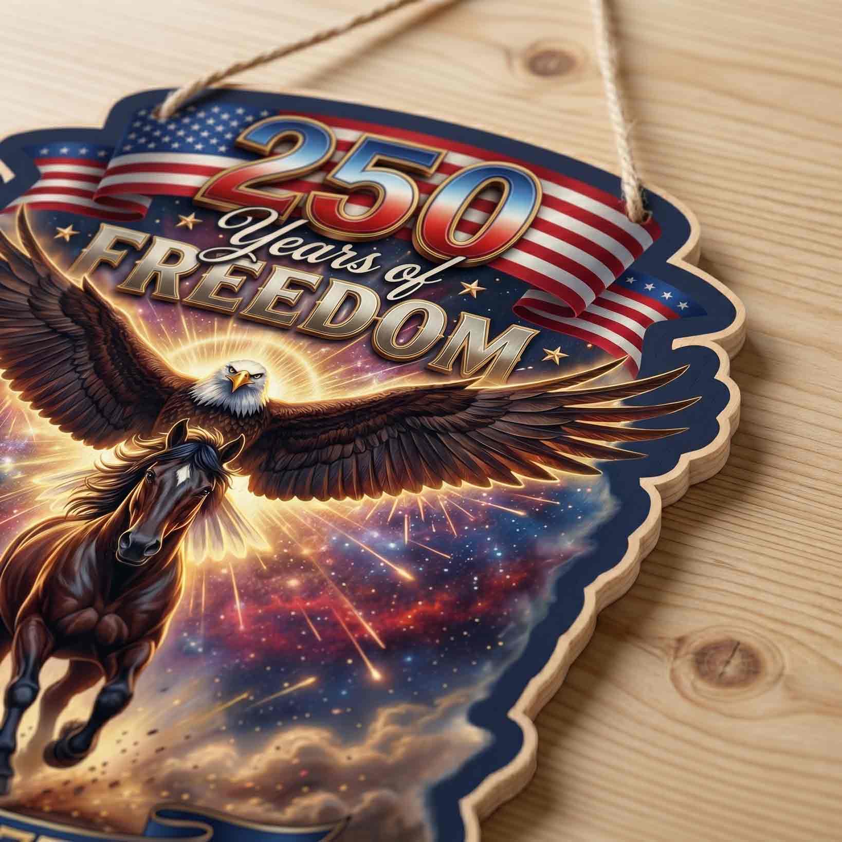 America 250th Anniversary Wooden Sign Western Freedom Decor