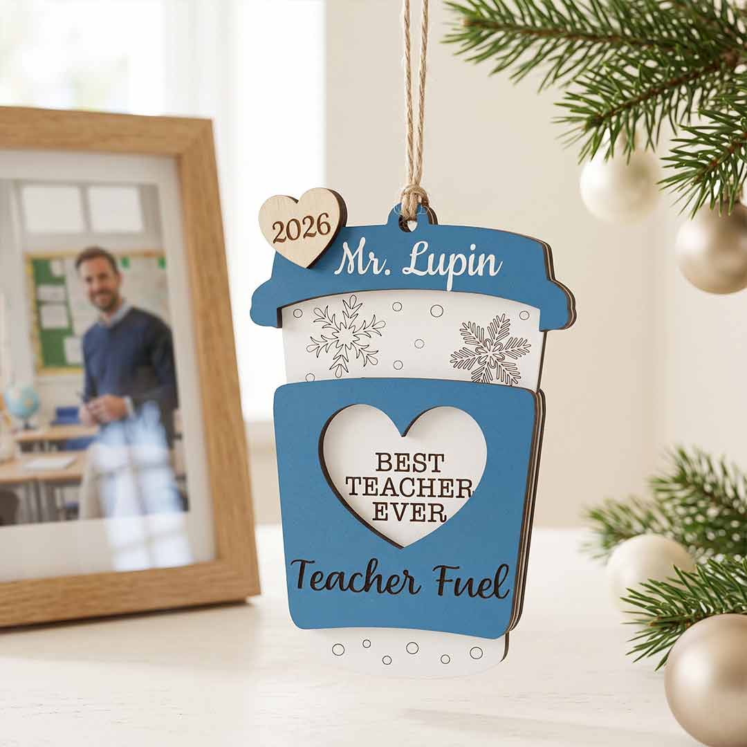 Best Teacher Ever Teacher Fuel Personalized Teacher Custom Name Date Teacher Appreciation Wooden Christmas Ornament