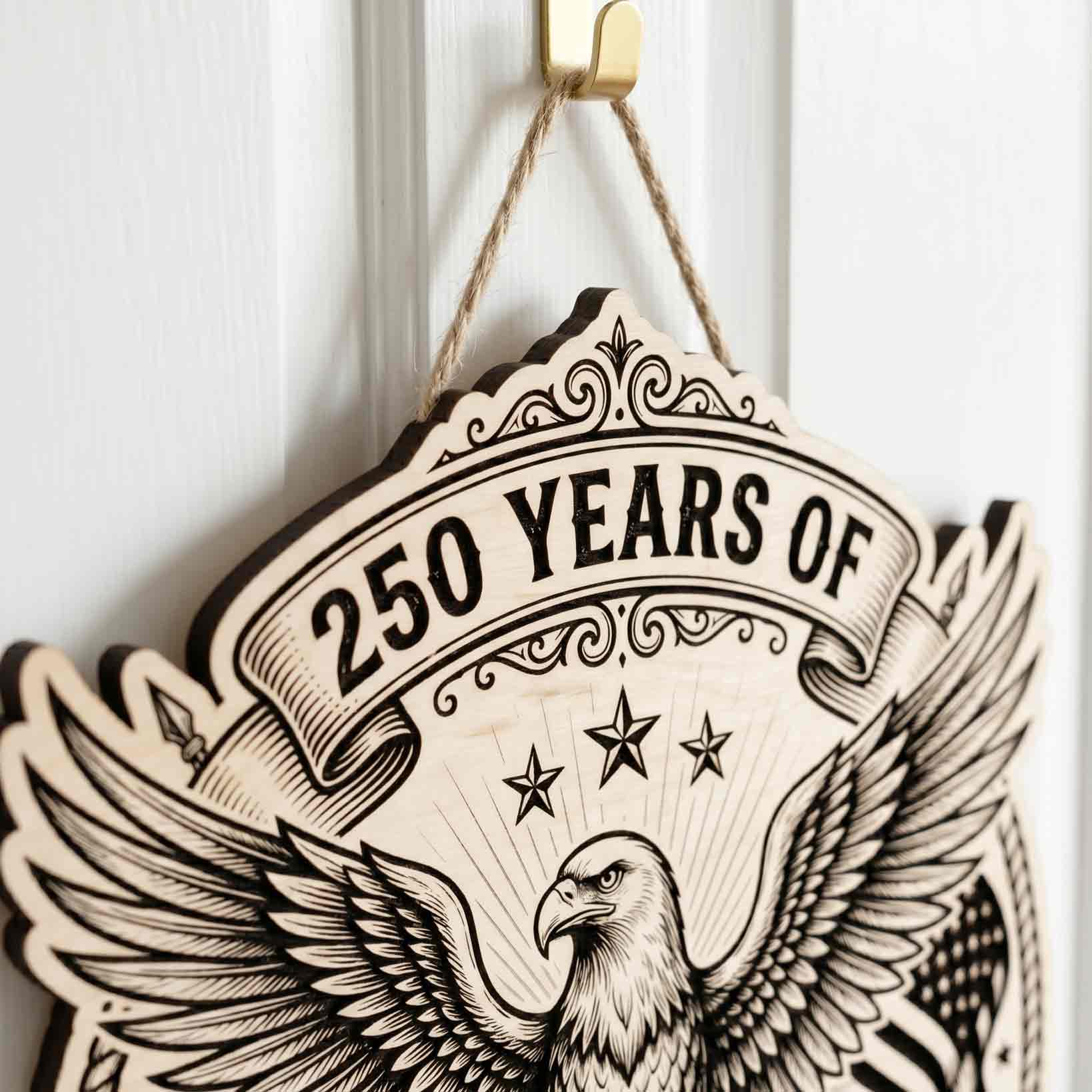 250 Years of Freedom Vintage Eagle 1776-2026 Wooden Sign