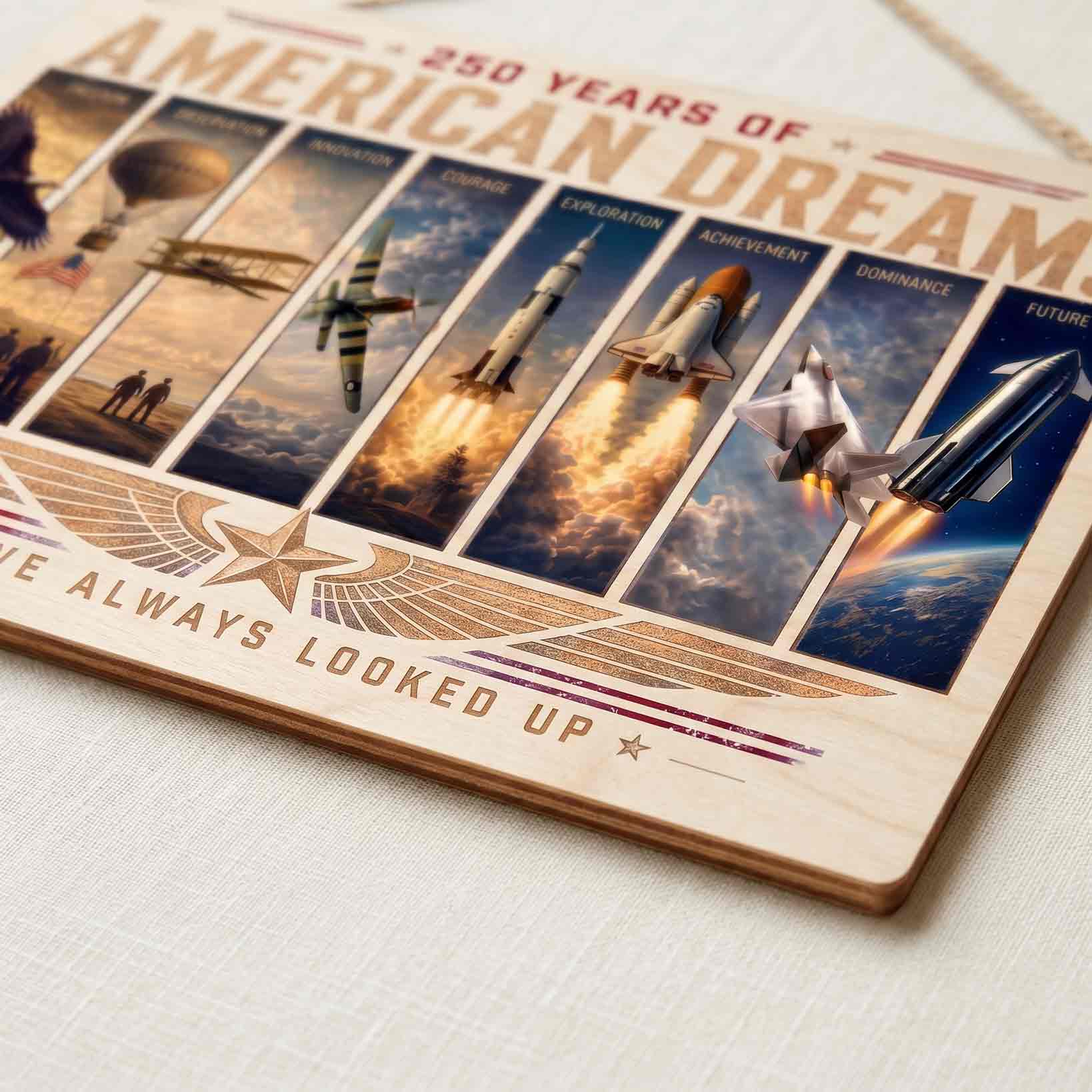 250 Years Of American Dreams Wooden Hanging Sign American Innovation Decor
