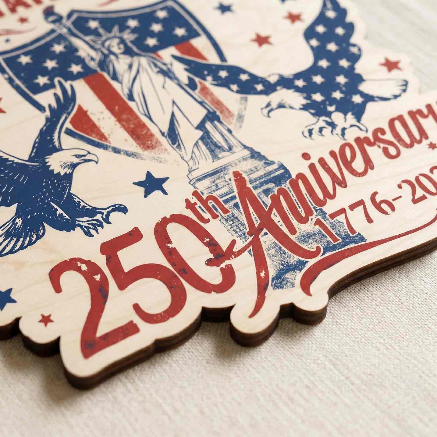 United States Of America 250th Anniversary Wooden Sign Patriotic Eagle Liberty Decor 1776-2026
