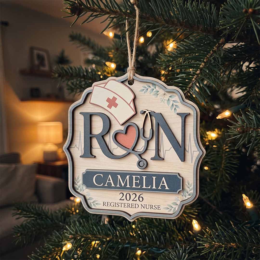 Registered Nurse Custom Name Nurse 2-Layer Wooden Ornament