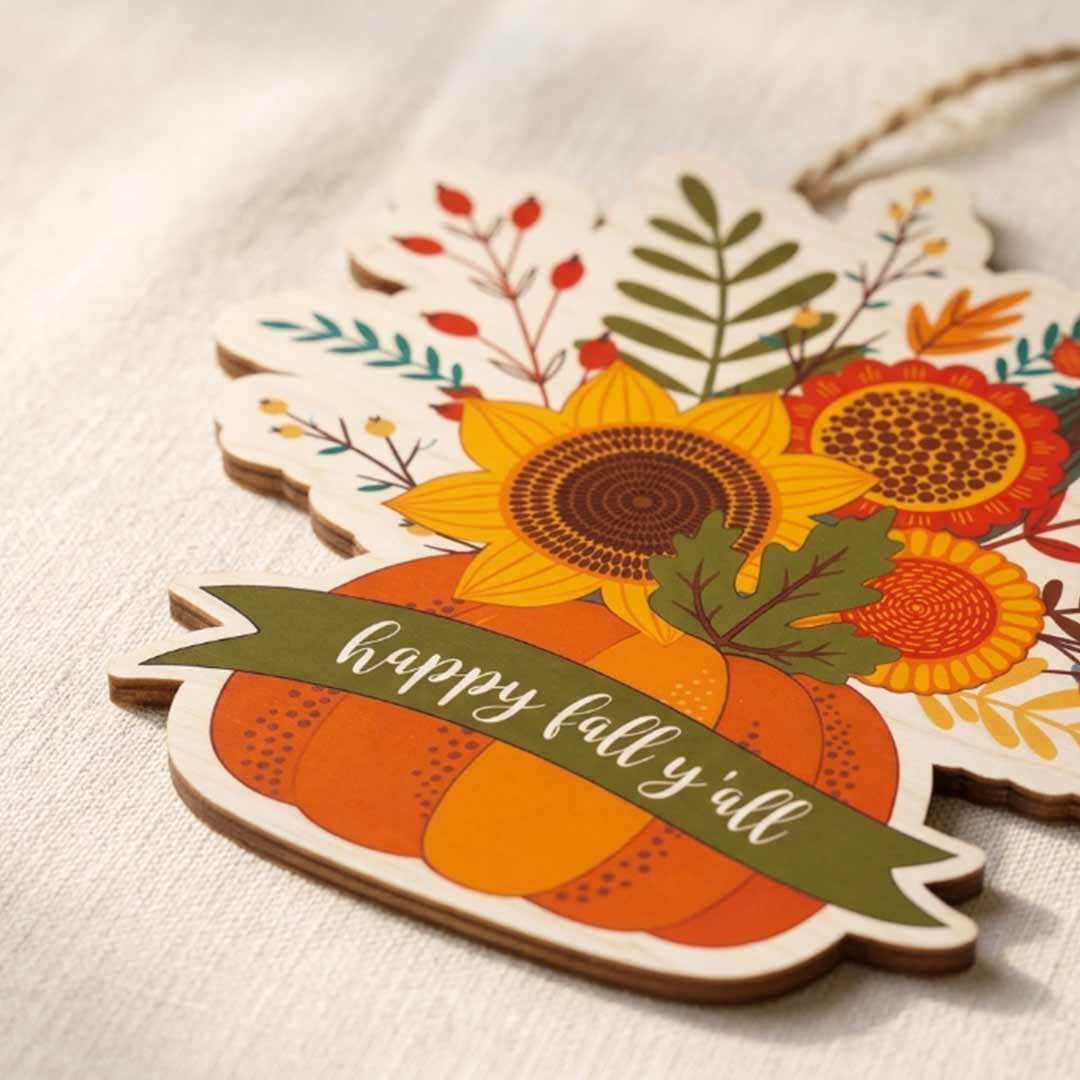 Fall Porch Decor, Pumpkins Vase Hello Fall Wooden Fall Door Hanger,  Front Door Sign, Farmhouse Fall Decor