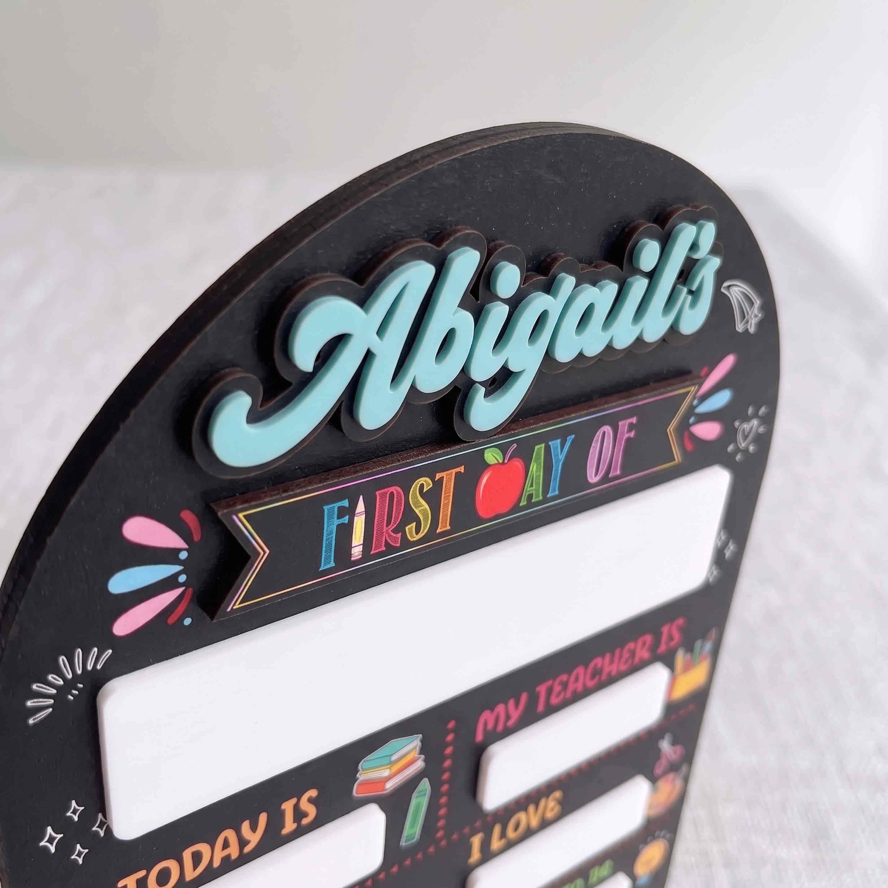 Personalized Chalkboard School Board, Custom Name Back to School Sign, Wooden School Sign
