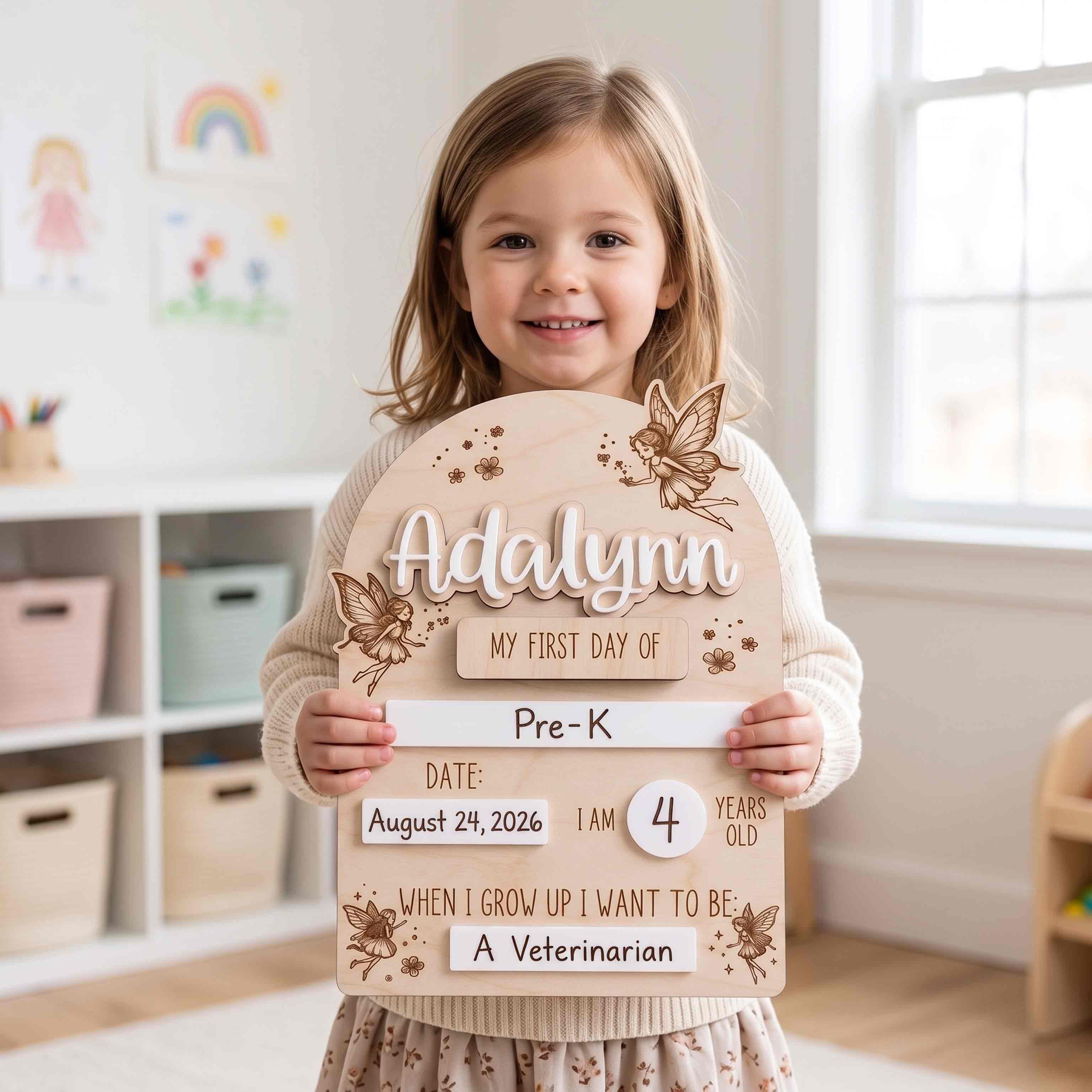 Personalized Fairy First & Last Day School Board, Reusable Dry Erase Board, Back to School Sign