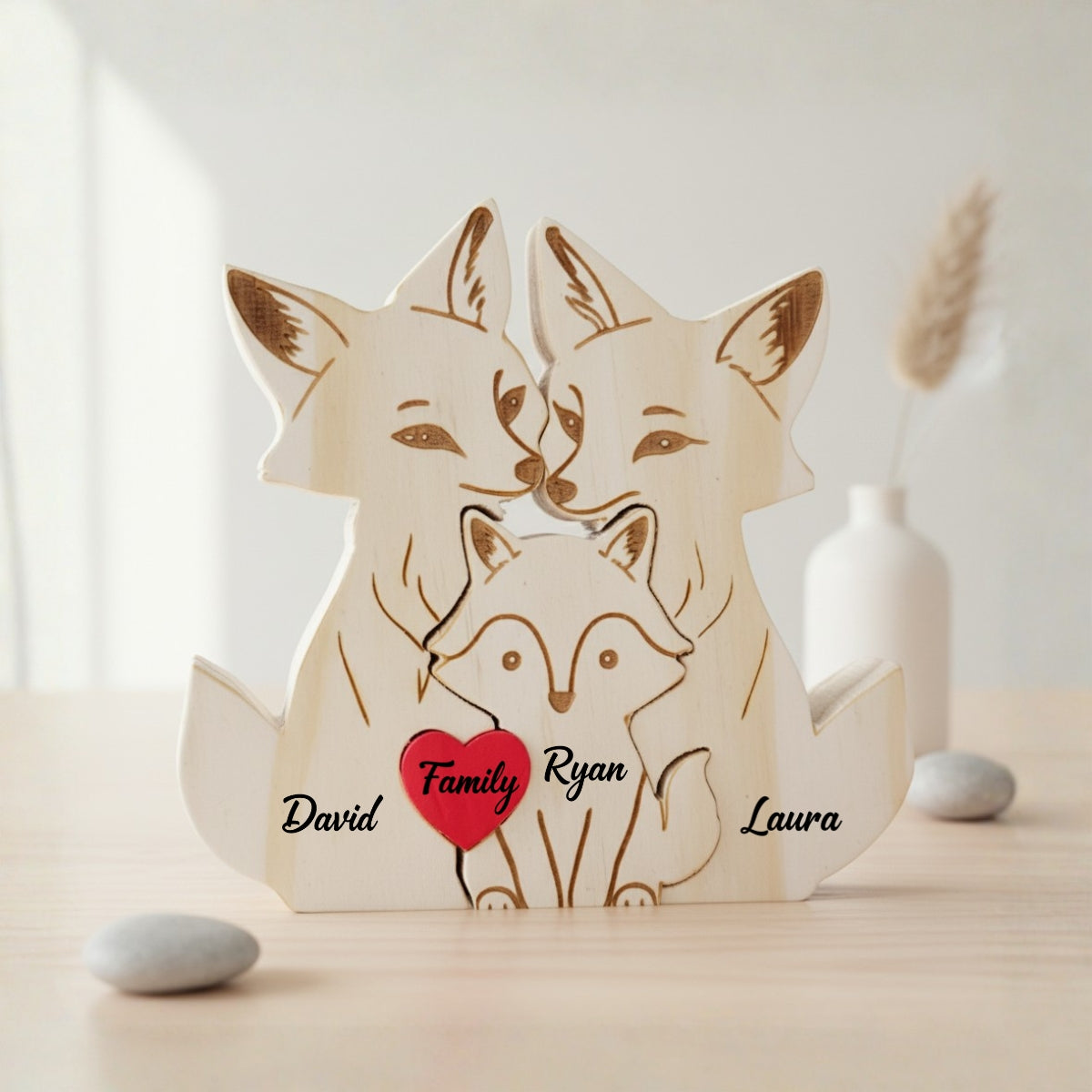 Personalized Fox Family 3 Puzzle Custom Wooden Puzzle
