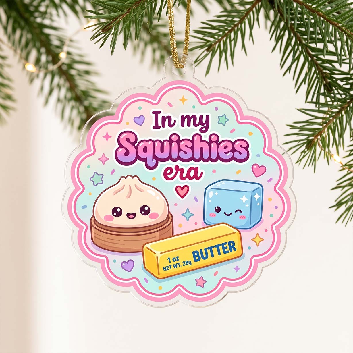 In My Squishies Era Pastel Friends Acrylic Christmas Ornament Cute