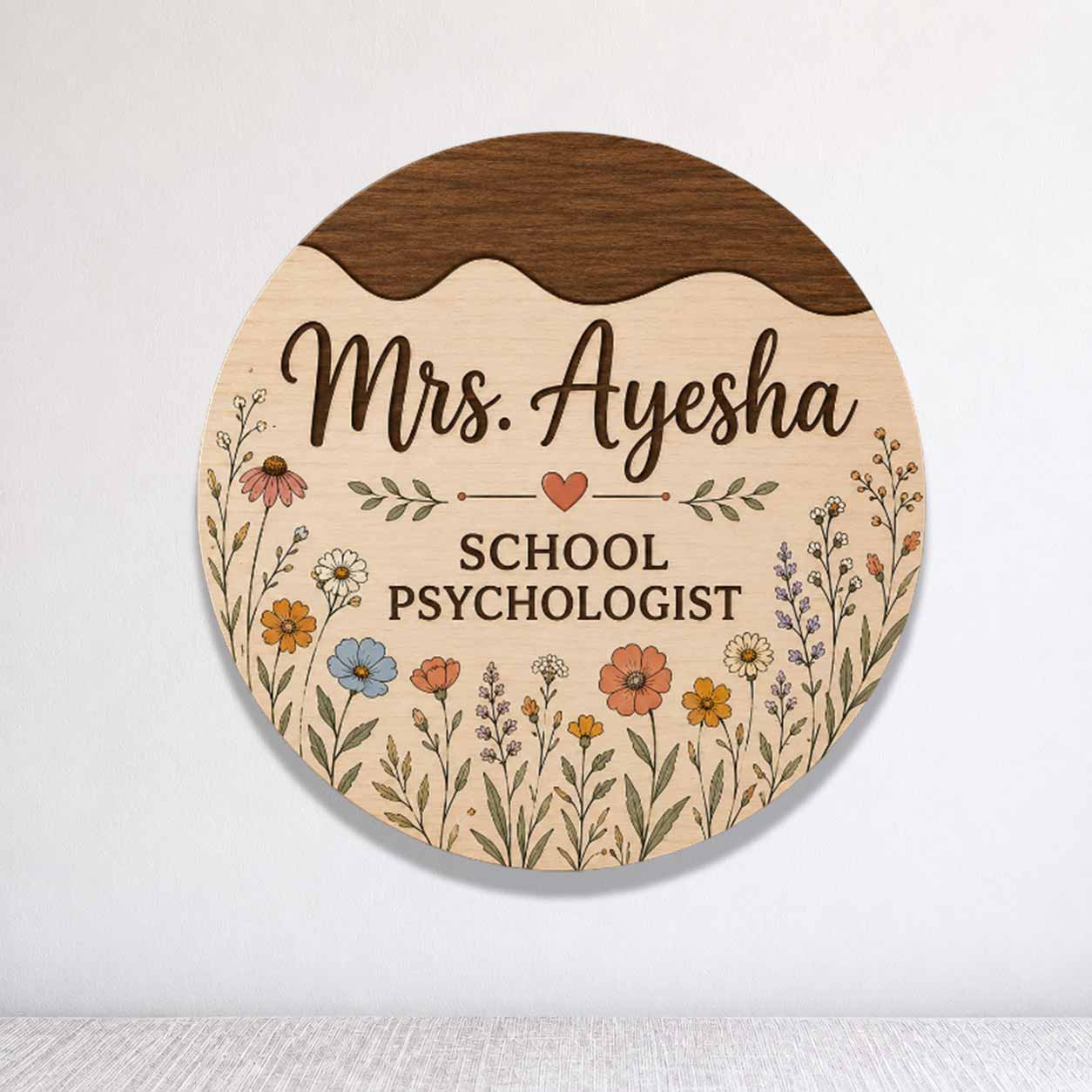 Personalized Teacher Name Wooden Sign Door Hanger School Psychologist Wooden Classroom Decor, Back to School Sign