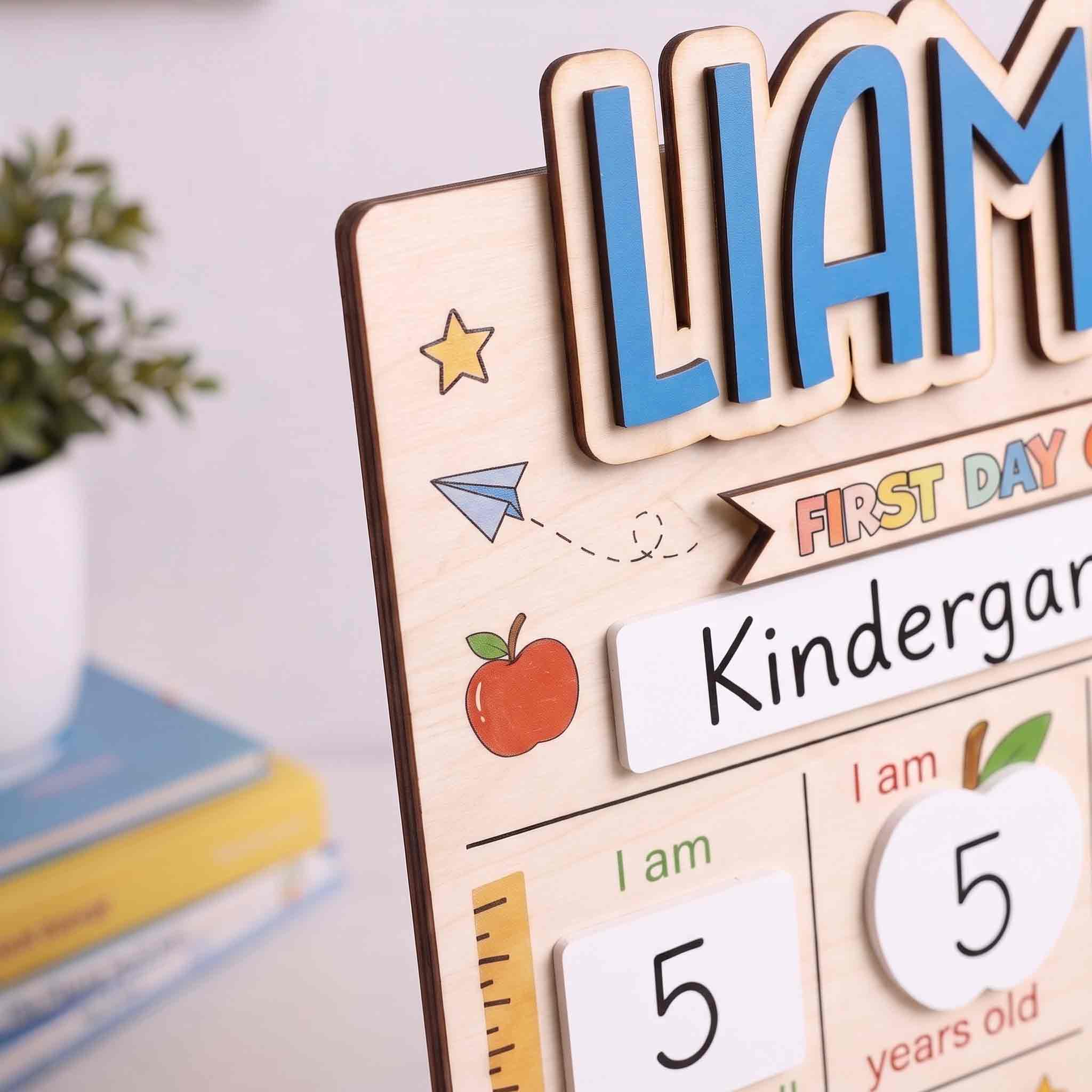 Personalized Cute School Icons First & Last Day School Sign, Reusable Dry Erase Board, Back to School Sign