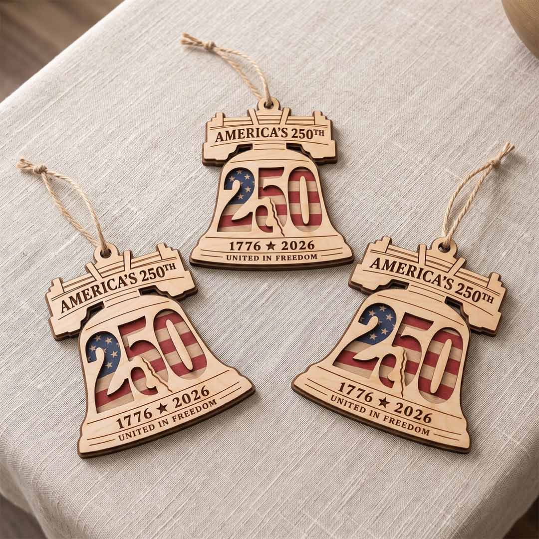 America's 250th Liberty Bell Patriotic 2-Layer Wooden Christmas Ornament for USA 250th Anniversary Gift