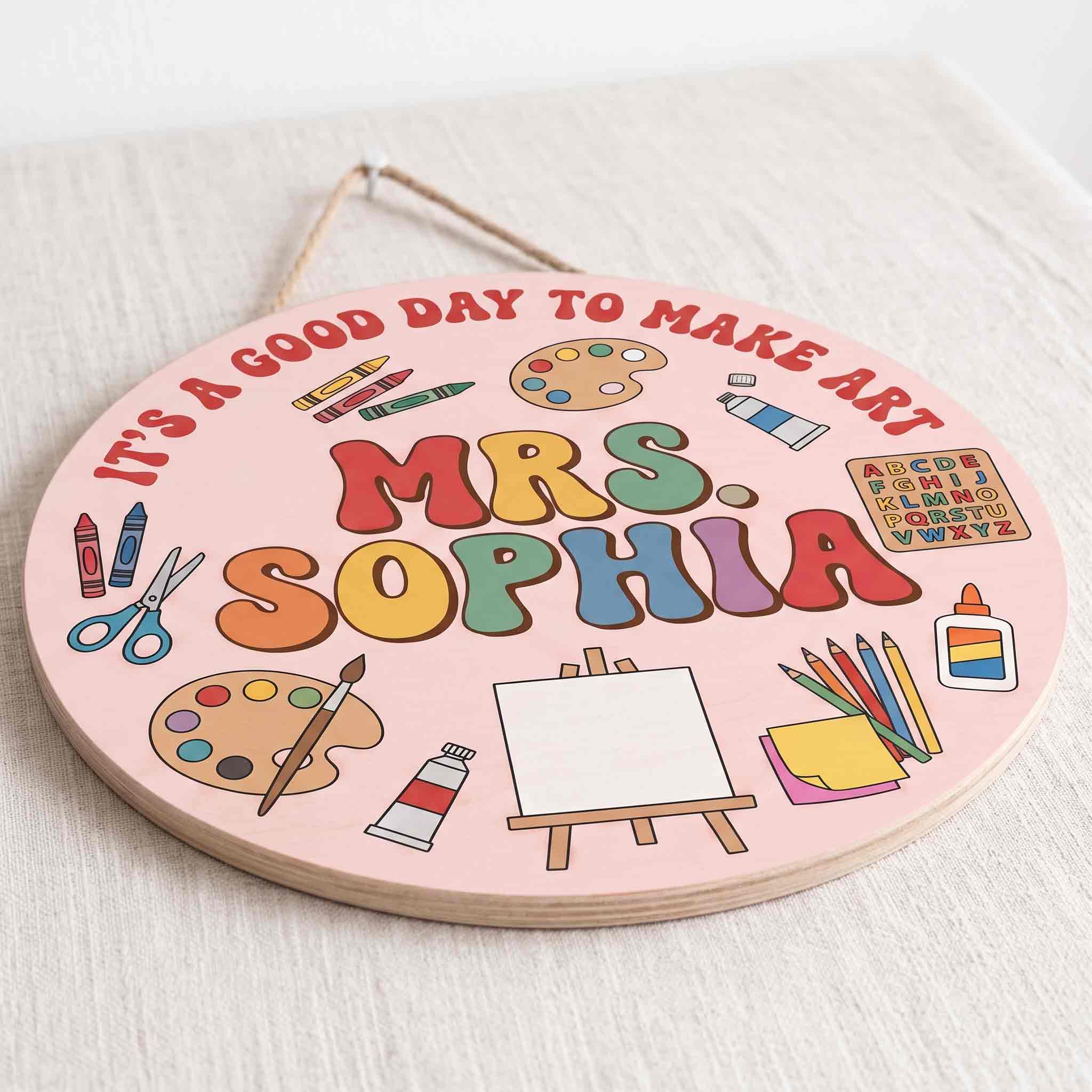 Personalized Art Teacher Classroom Wooden School Sign, Custom It's A Good Day To Make Art Teacher Door Hanger, Back to School Classroom Decor Gift