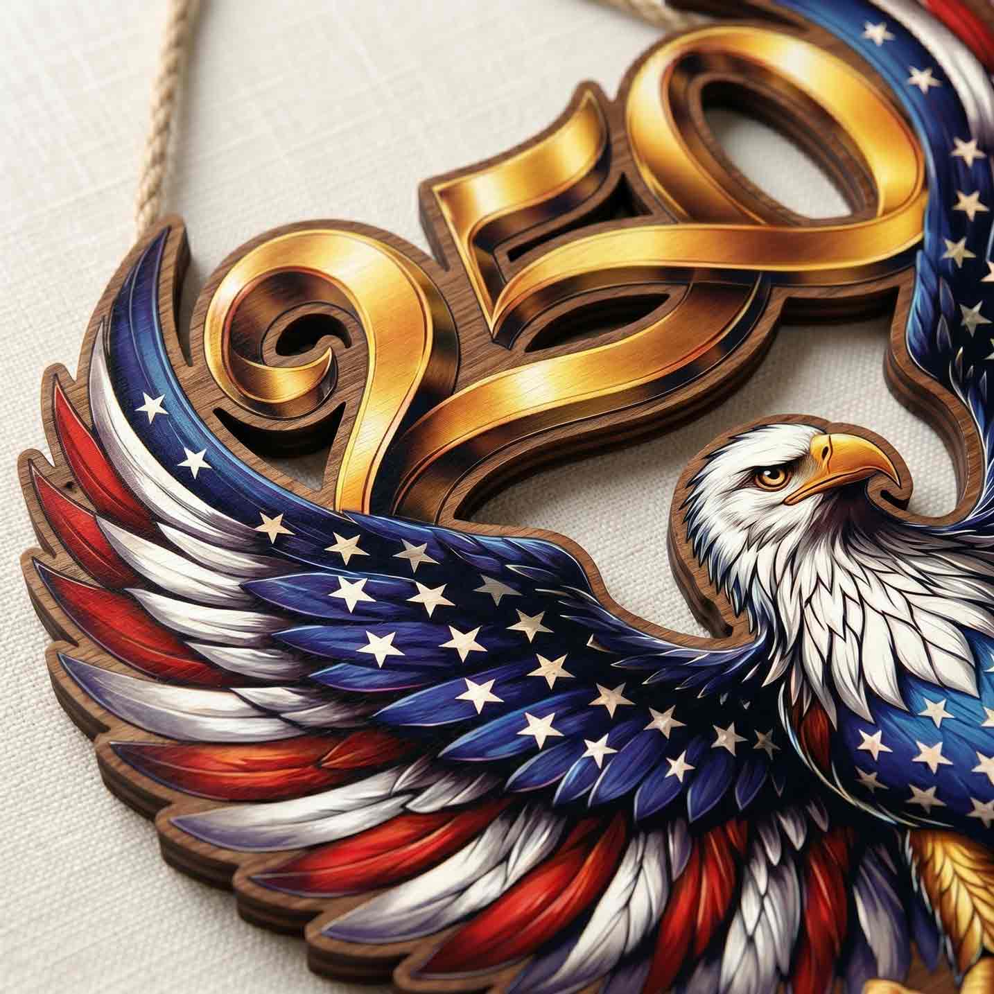 America 250th Anniversary Eagle Patriotic Wooden Sign