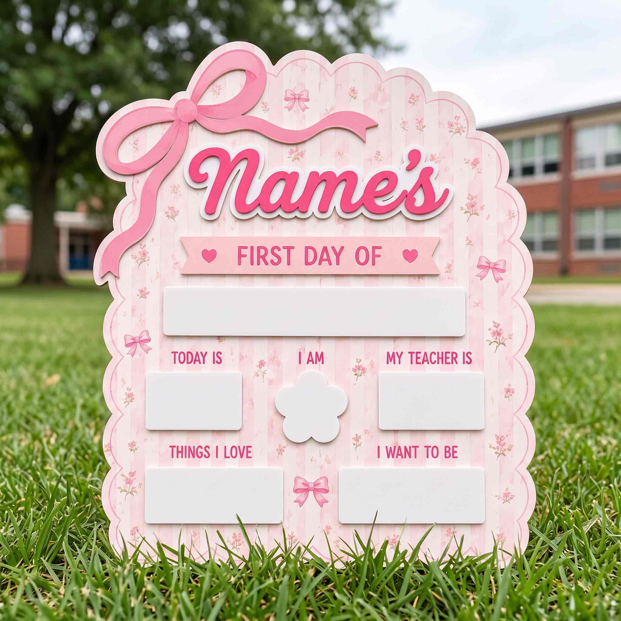 Personalized Sweet Coquette Theme First & Last Day School Sign, Reusable Dry Erase Board, Back to School Sign