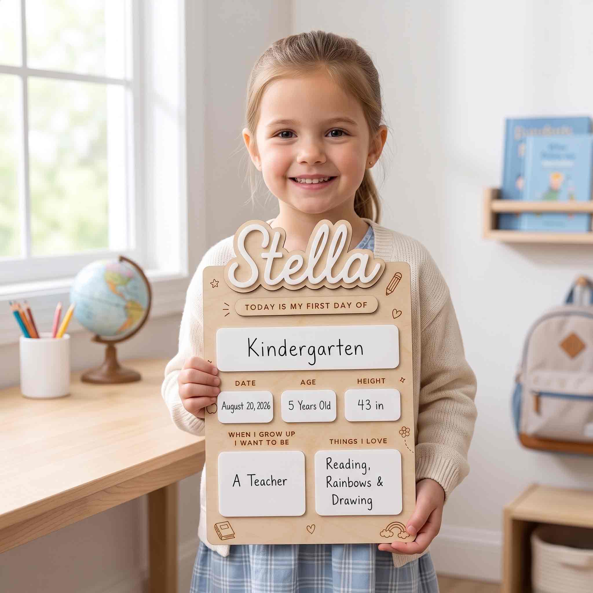 Personalized Modern Classroom First & Last Day School Board, Reusable Dry Erase Board, Back to School Sign