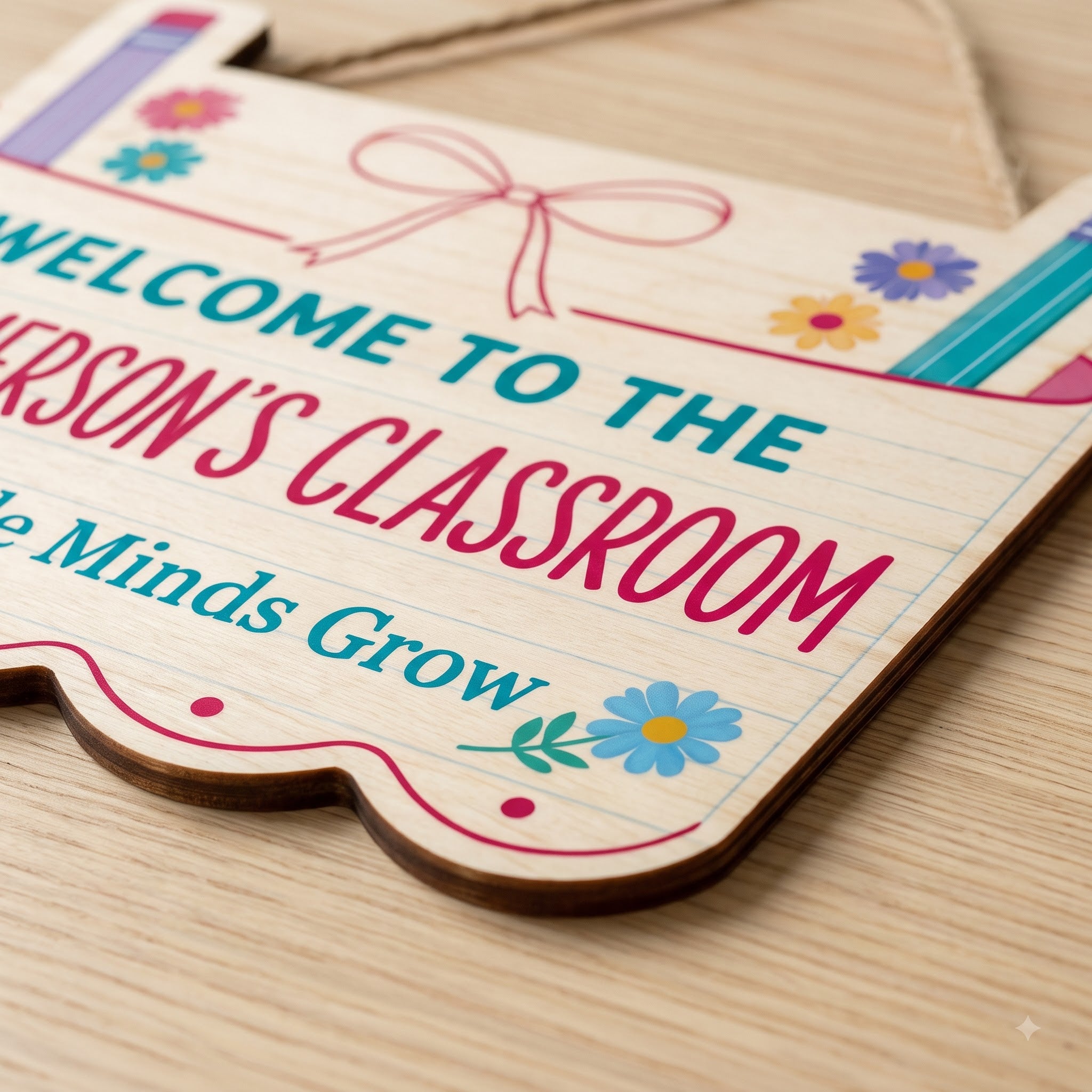 Personalized Teacher Name Wooden Sign Door Hanger Teacher Wooden Classroom Sign Wooden Classroom Decor, Back to School Sign
