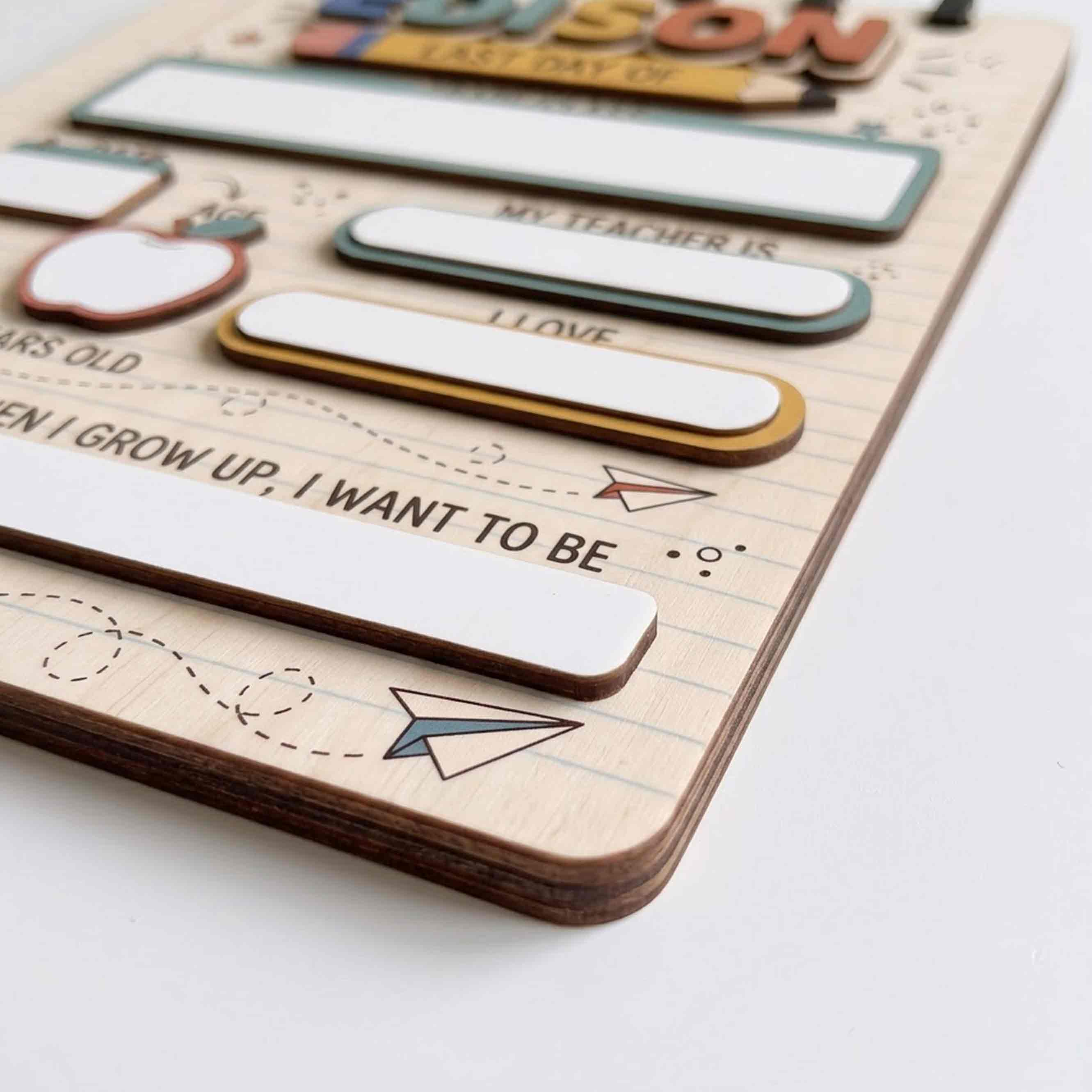 Personalized Notebook Paper First & Last Day School Sign, Reusable Dry Erase Board, Back to School Sign