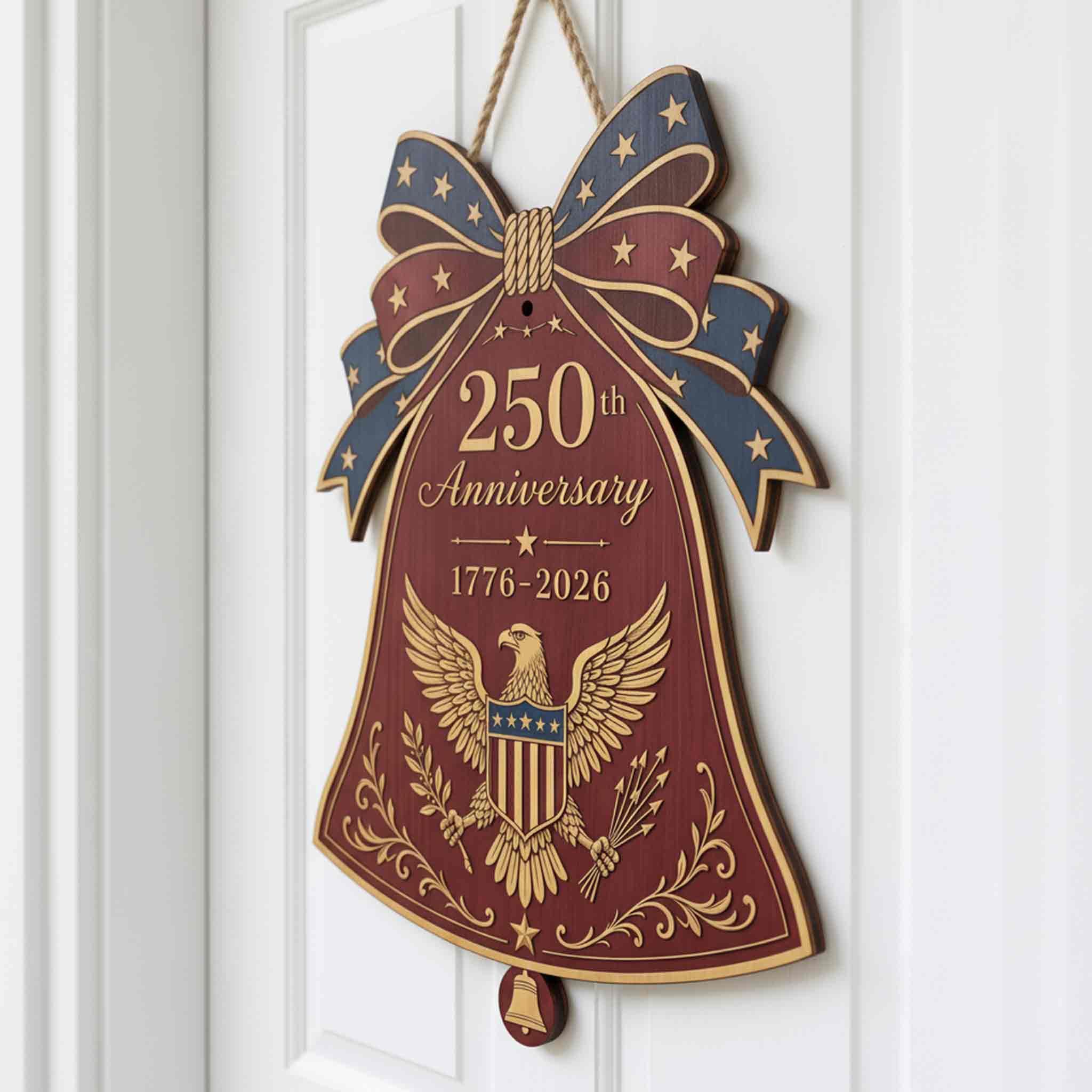 America 250th Anniversary Wooden Sign With Liberty Bell Patriotic Decor
