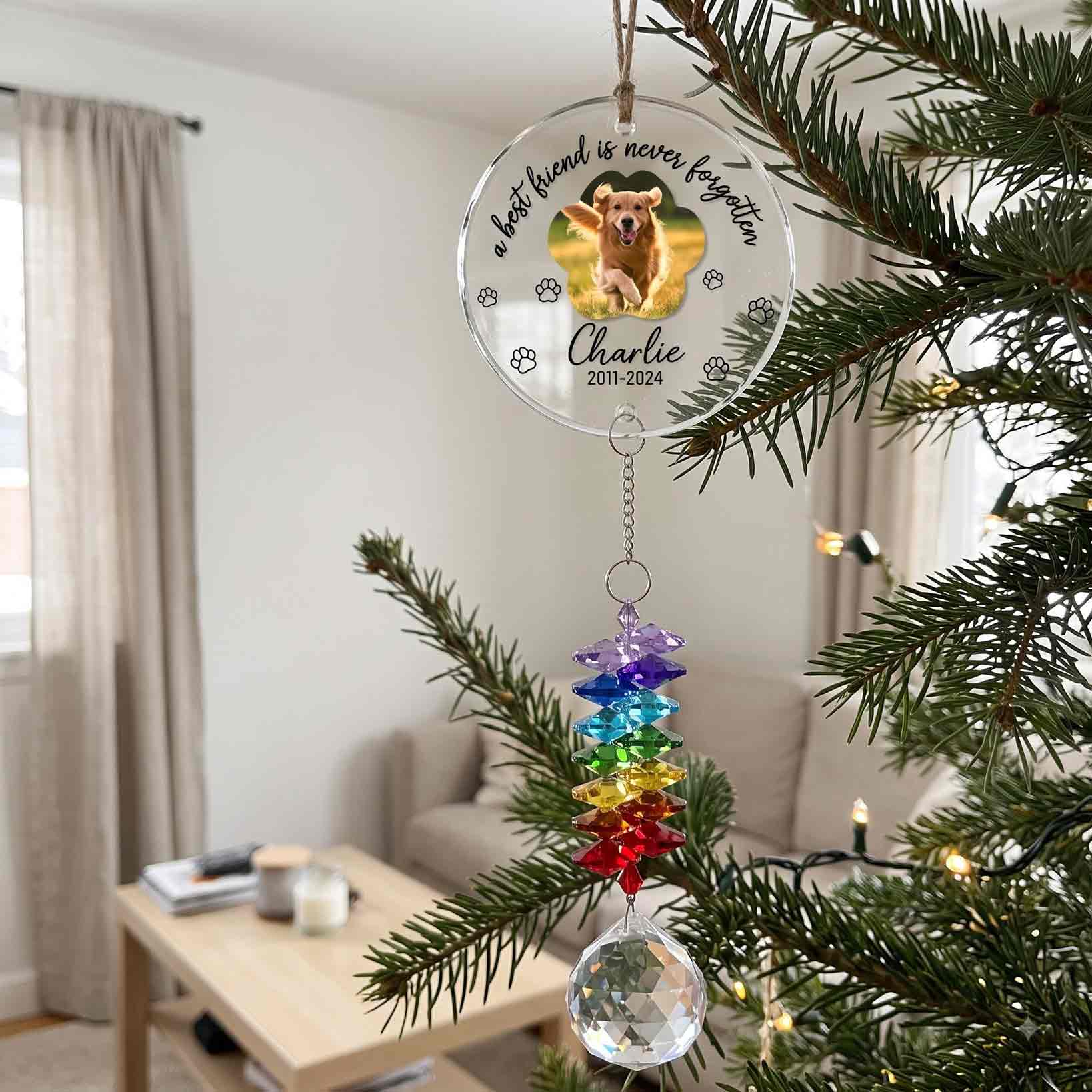 Round Glass Ornament With Crystal Charm