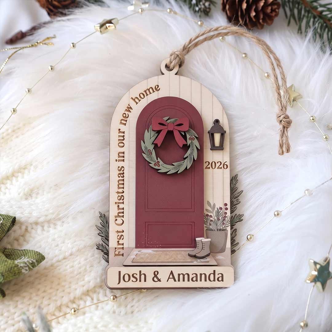 First Christmas in Our New Home Personalized New Home Custom Name Date Wooden Christmas