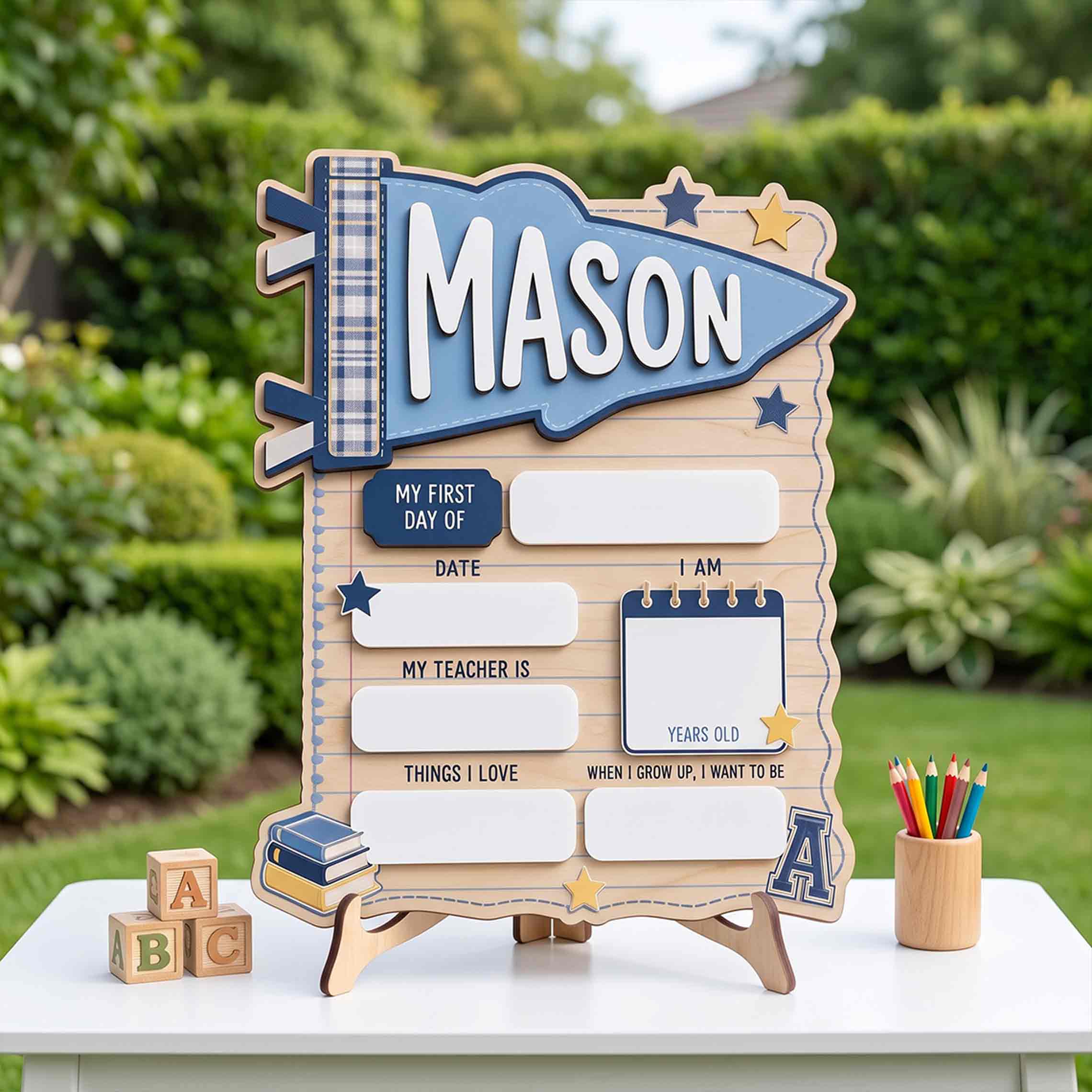 Personalized School Spirit Theme First & Last Day School Sign, Reusable Dry Erase Board, Back to School Sign