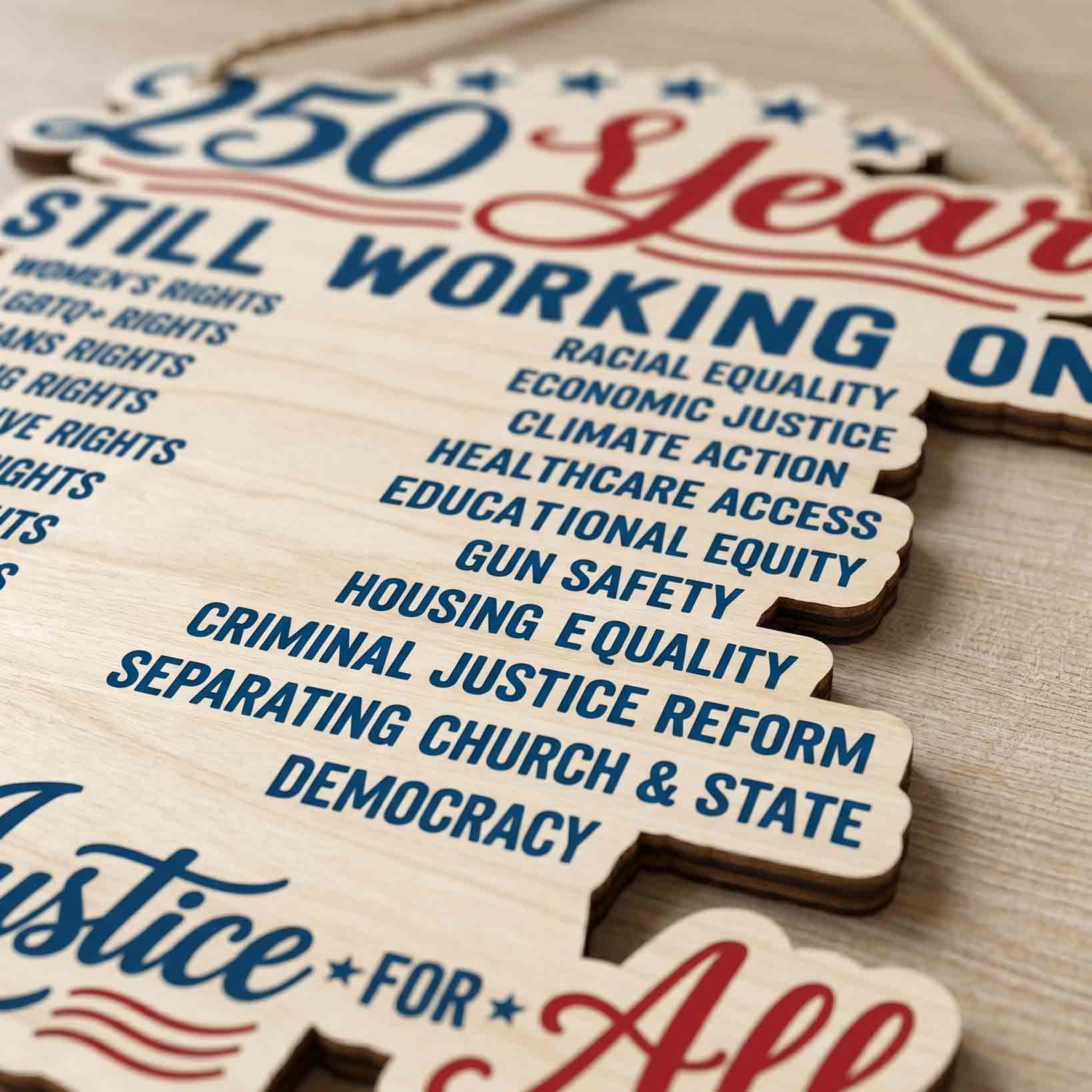 250 Years Still Working On Patriotic Statement Wooden Sign