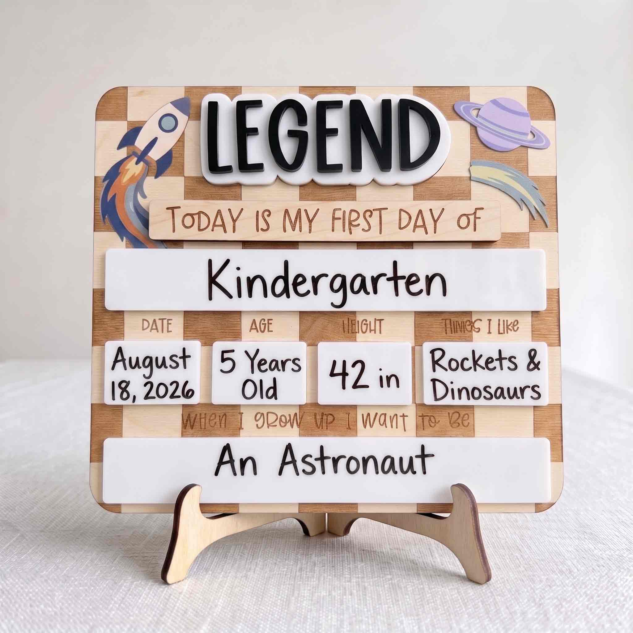 Personalized Rocket Explorer First & Last Day School Board, Reusable Dry Erase Board, Back to School Sign