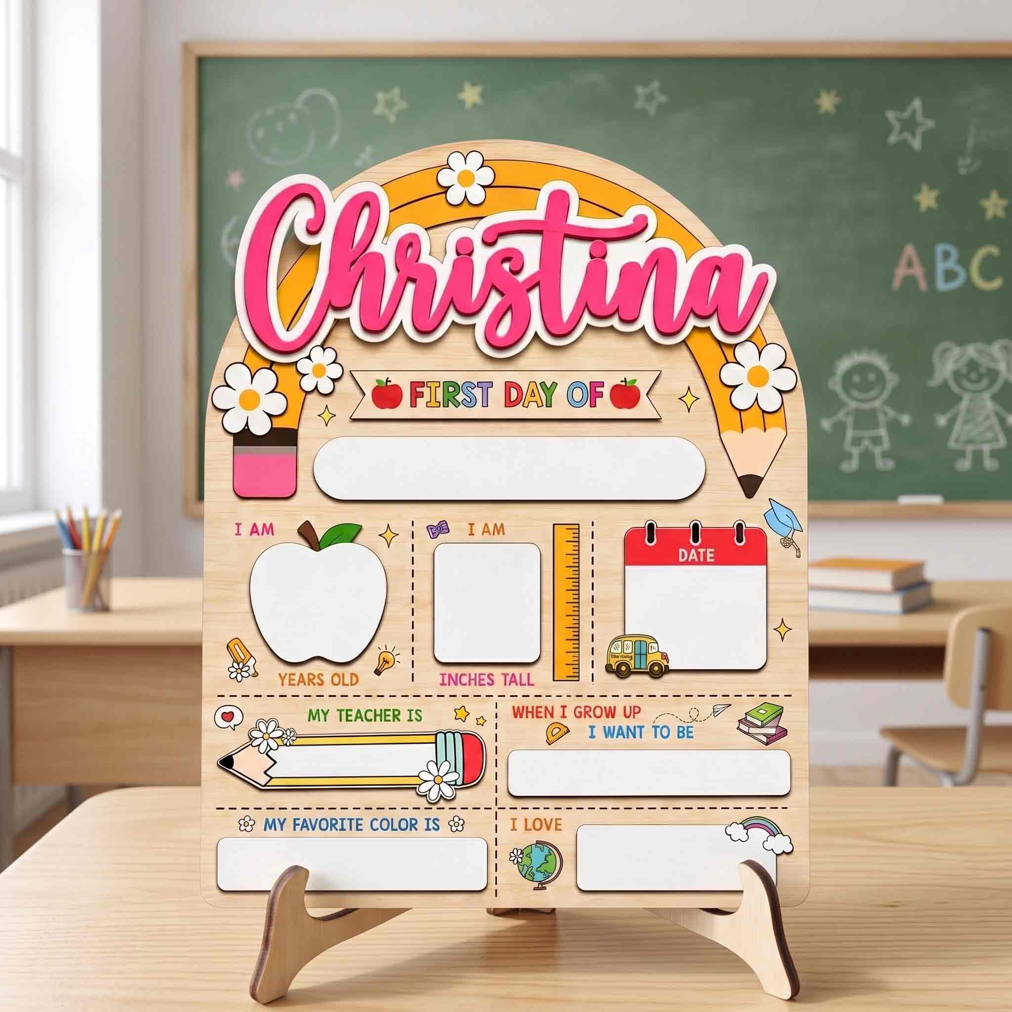 Personalized Cute Daisy Classroom First & Last Day School Sign, Reusable Dry Erase Board, Back to School Sign