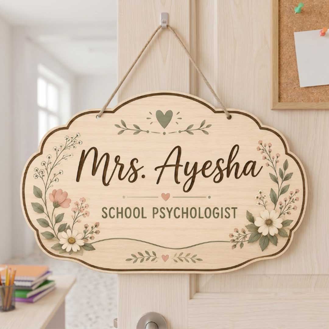 Personalized Teacher Name Wooden Sign Door Hanger School Psychologist Room Sign  Wooden Classroom Decor, Back to School Sign