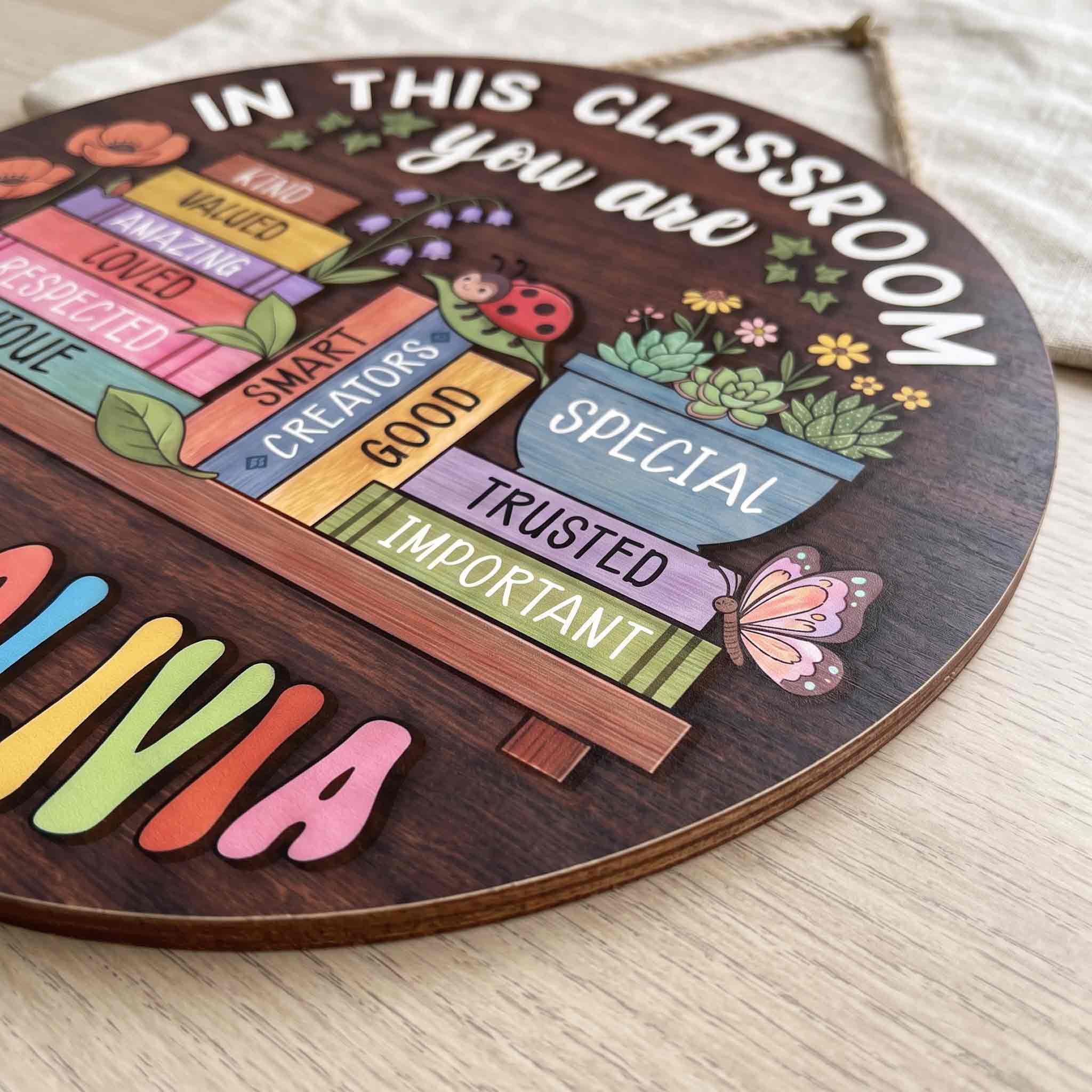 Personalized Teacher Name Classroom Door Hanger, In This Classroom You Are Wooden School Sign, Inspirational Classroom Decor