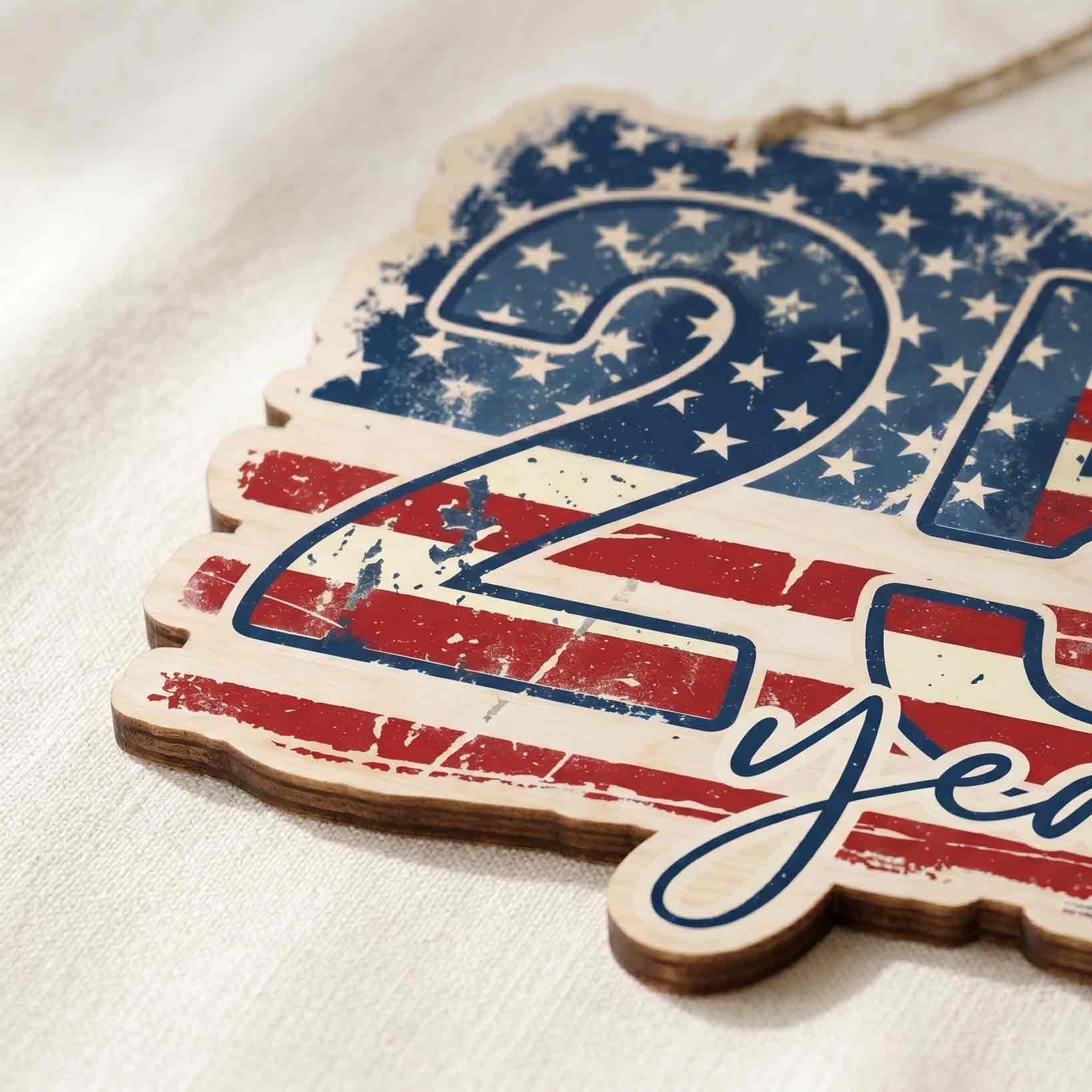 250 Years American Flag Distressed Patriotic Wooden Sign