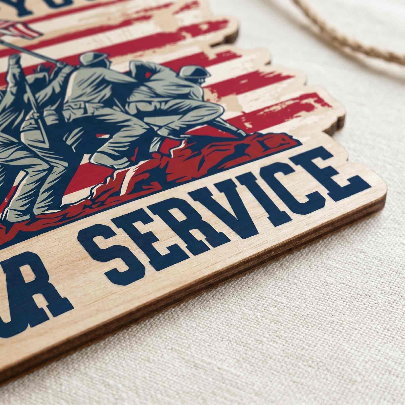 Thank You For Your Service Wooden Sign Patriotic Veteran Decor