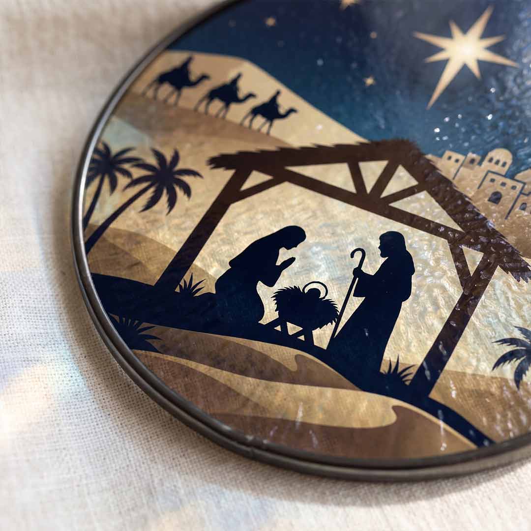 Star of Bethlehem Nativity Silhouette Three Wise Men Nativity Stained Glass Suncatcher Christmas Ornament