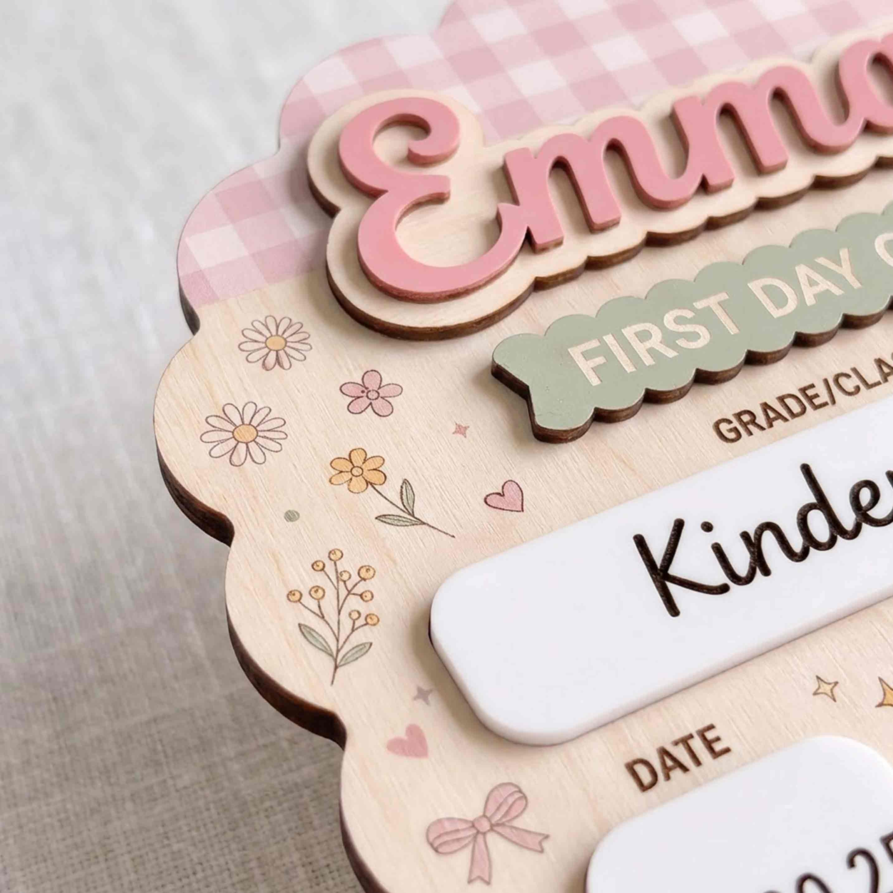 Personalized Sweet Meadow Flowers First & Last Day School Sign, Reusable Dry Erase Board, Back to School Sign