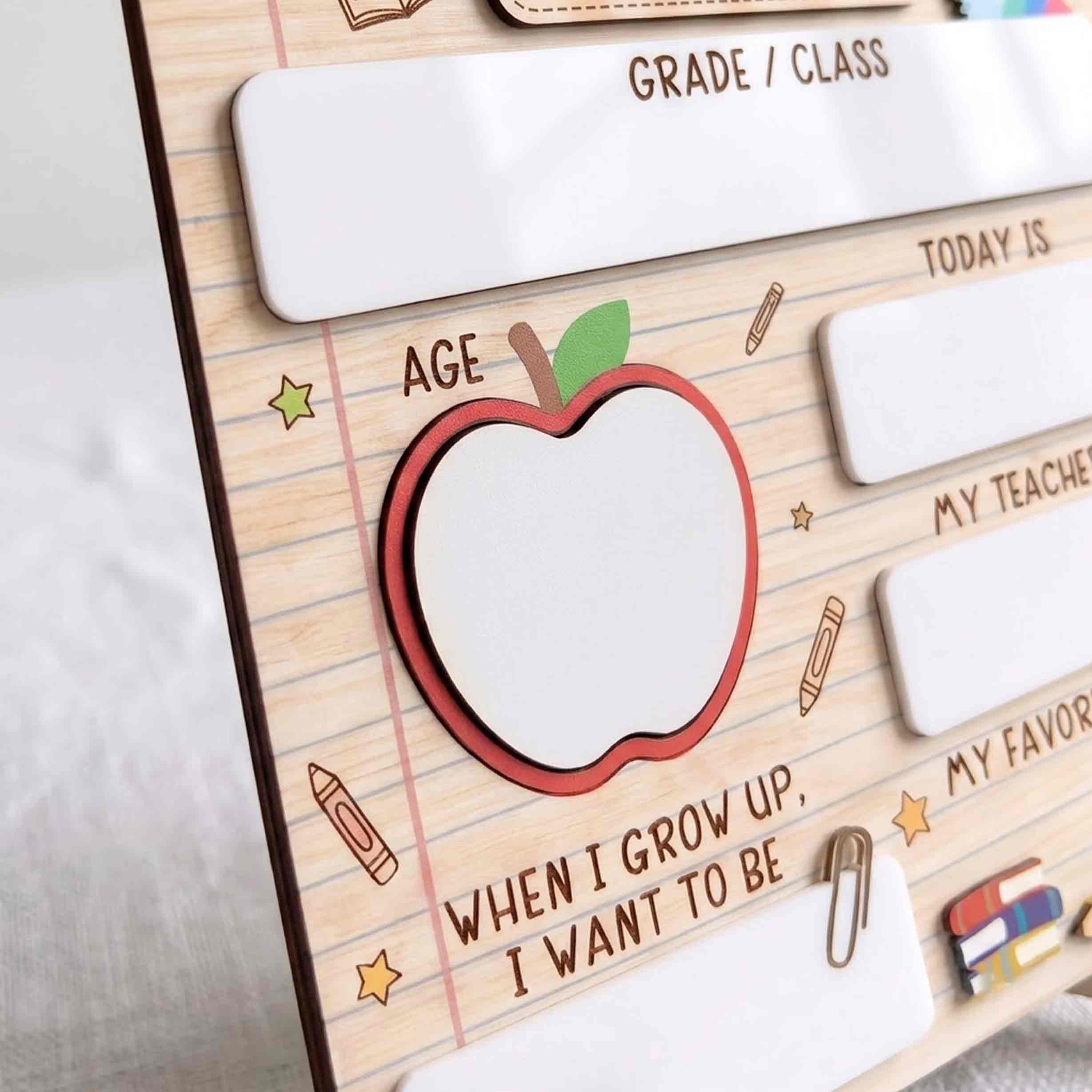 Personalized Cute School Supplies First & Last Day School Sign, Reusable Dry Erase Board, Back to School Sign